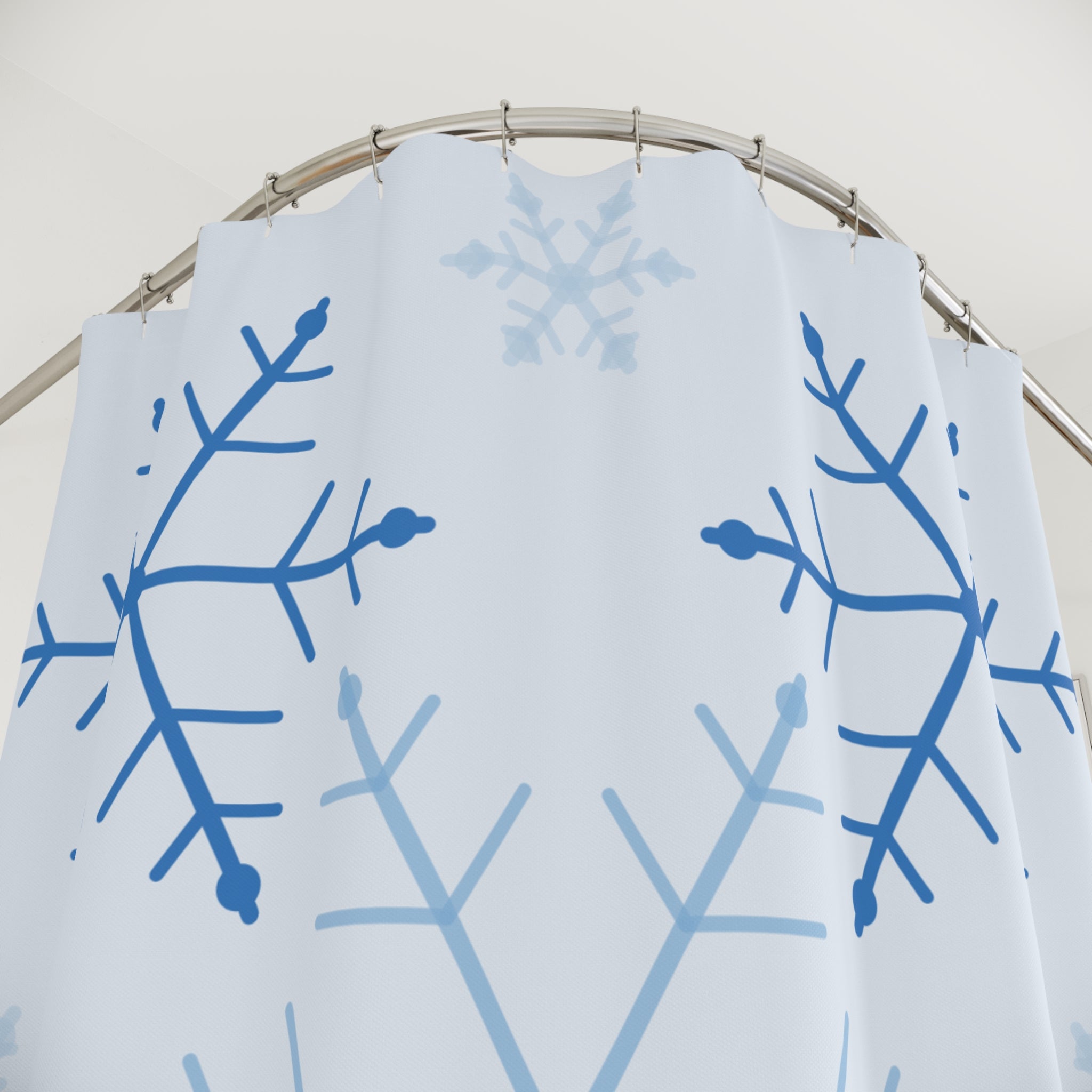 Snowflake Shower Curtain: Blue White Winter