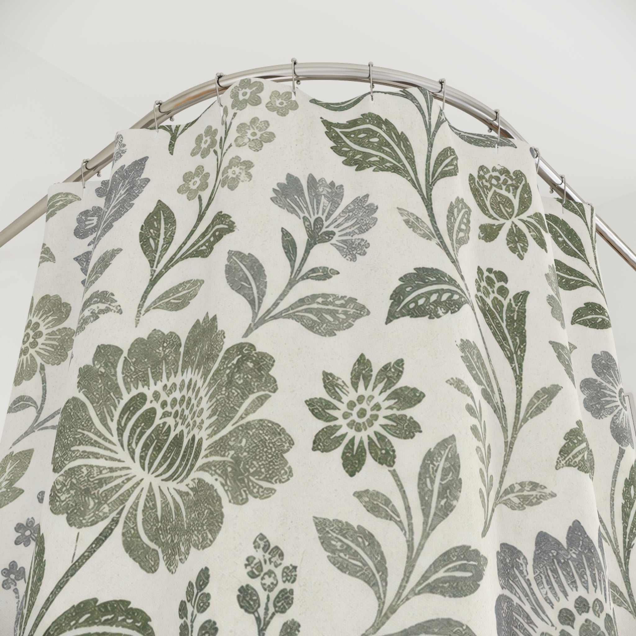 Green Floral Shower Curtain