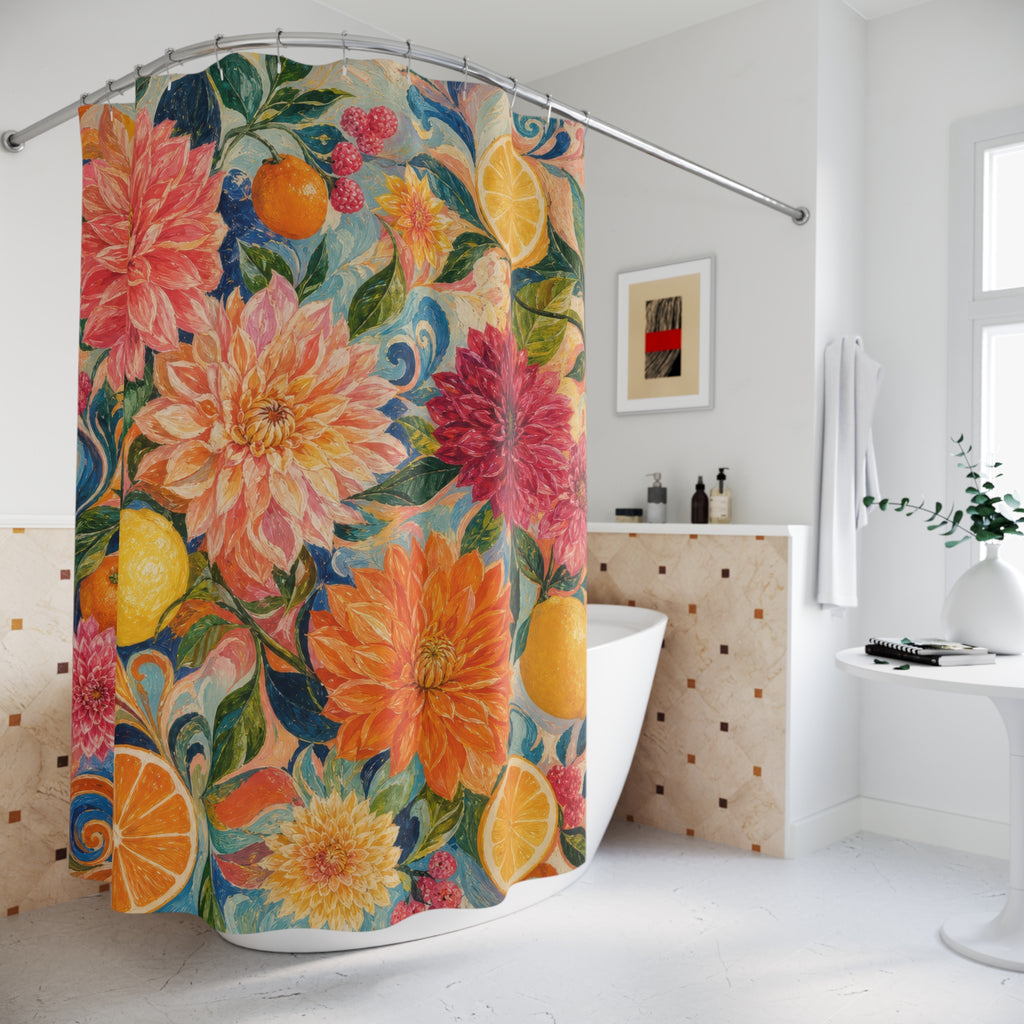 Citrus Dahlia Reverie Shower Curtain