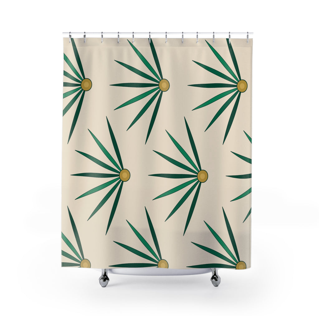 Emerald Green Shower Curtain: Art Deco Fan