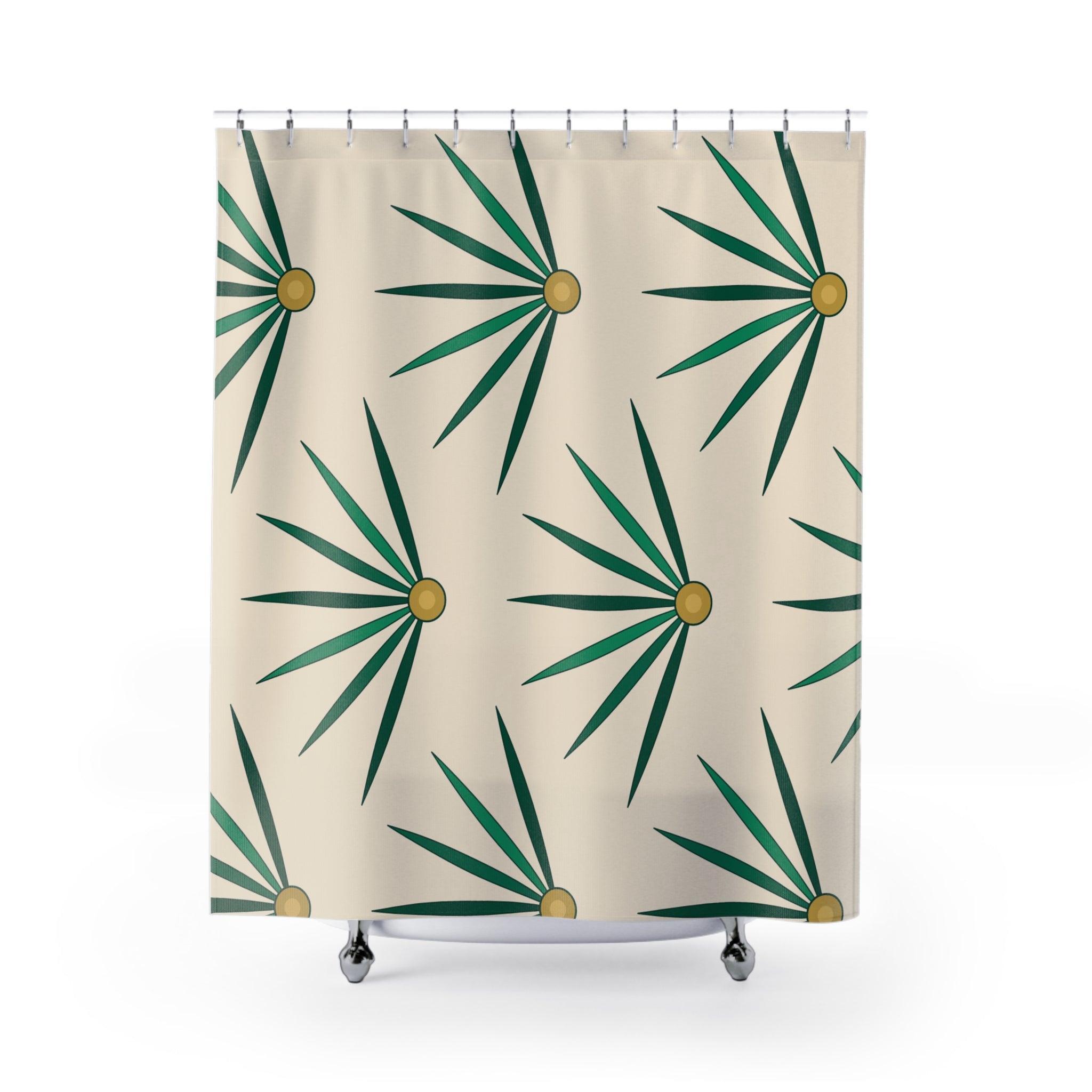 Emerald Green Shower Curtain: Art Deco Fan