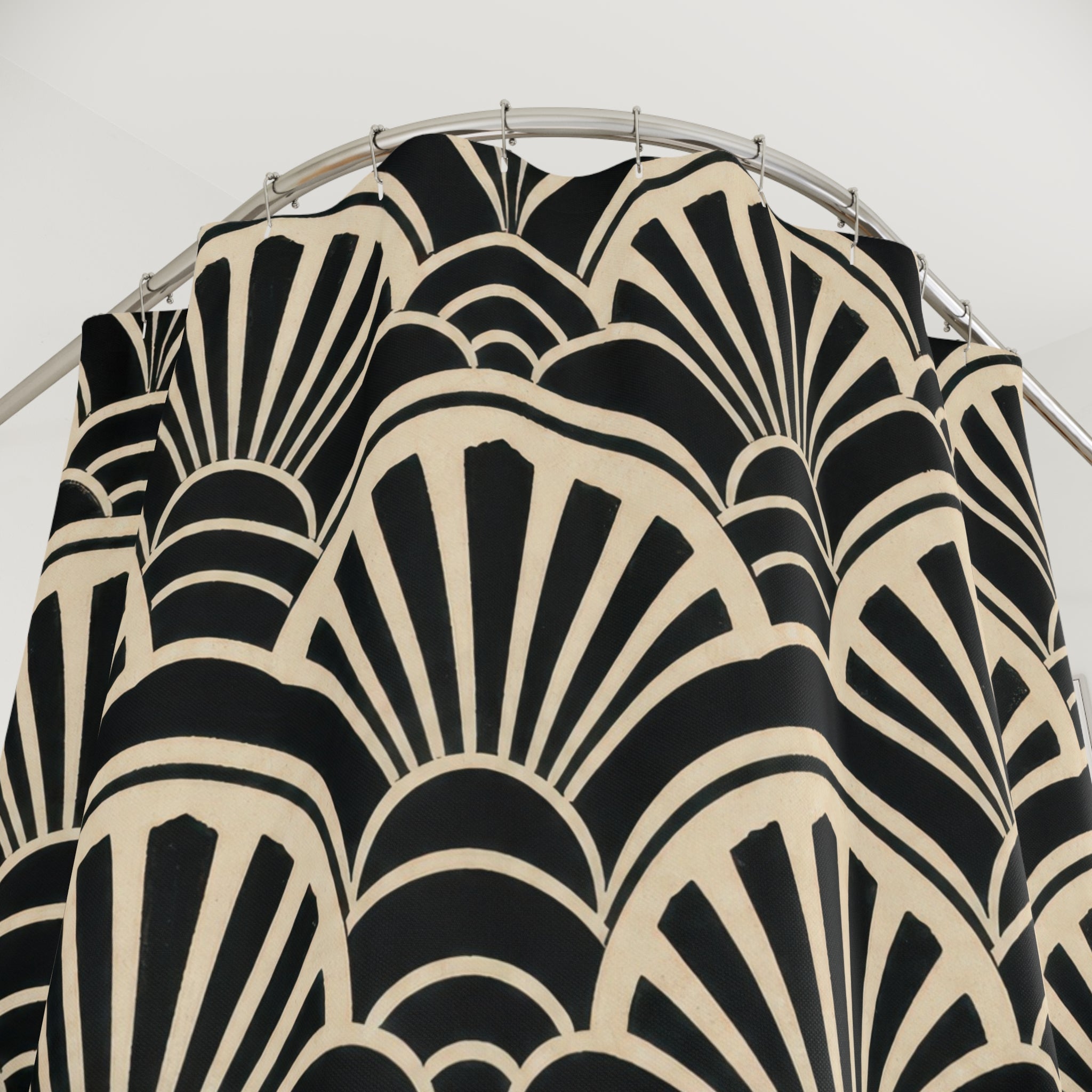 Black Cream Fan Shower Curtain