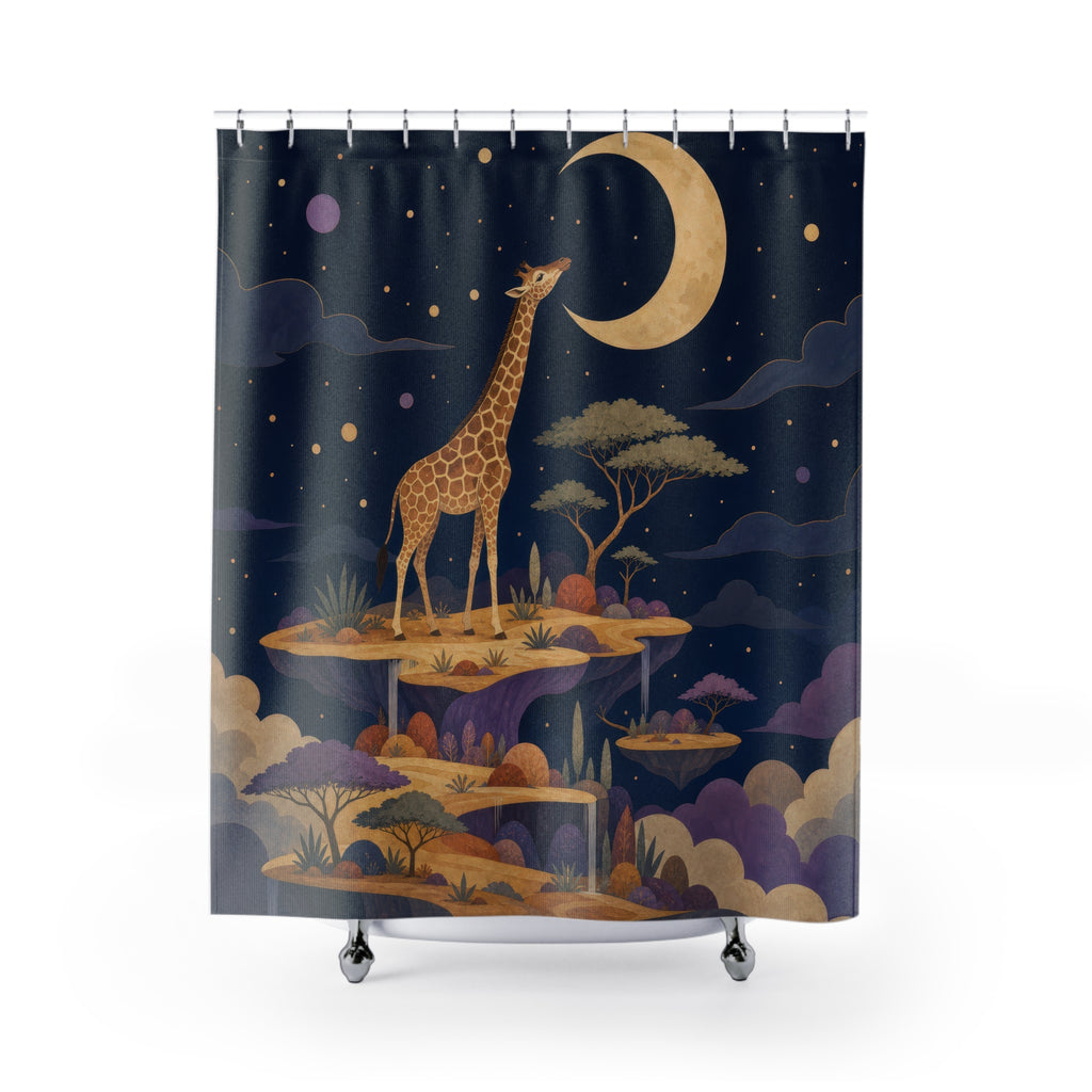 Moon Stars Safari Animal Scene Shower Curtain