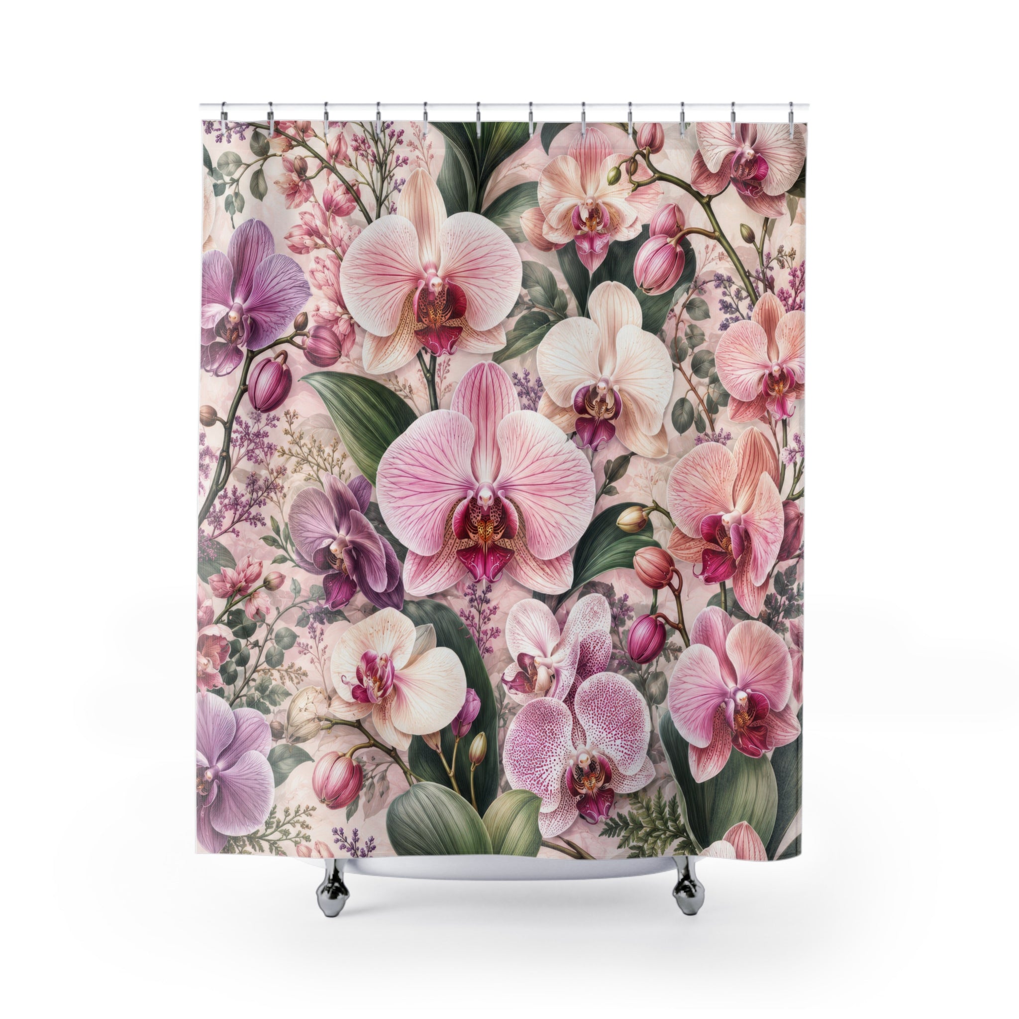 Orchid Shower Curtain: Pink Floral Botanical