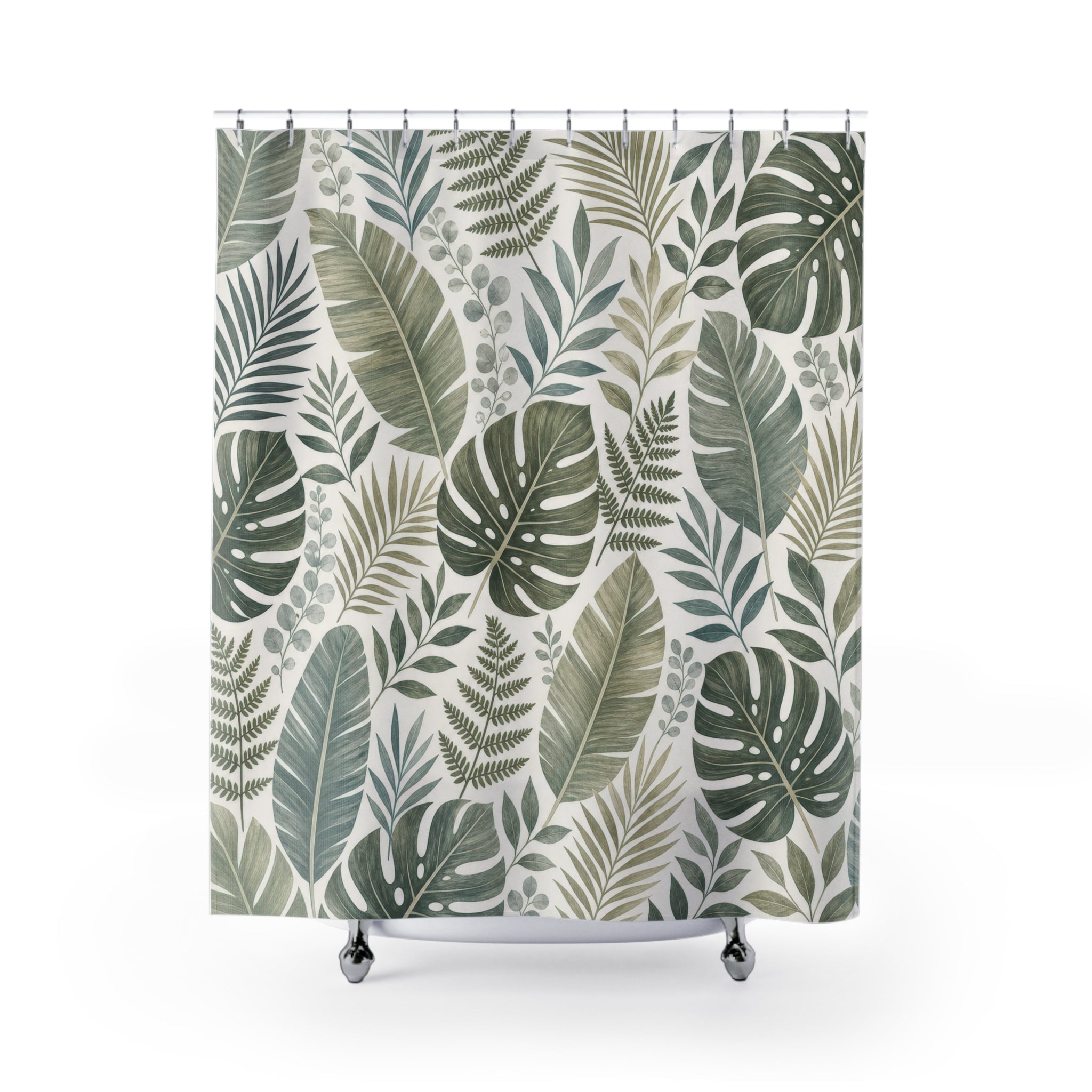 Neutral Tropical Shower Curtain