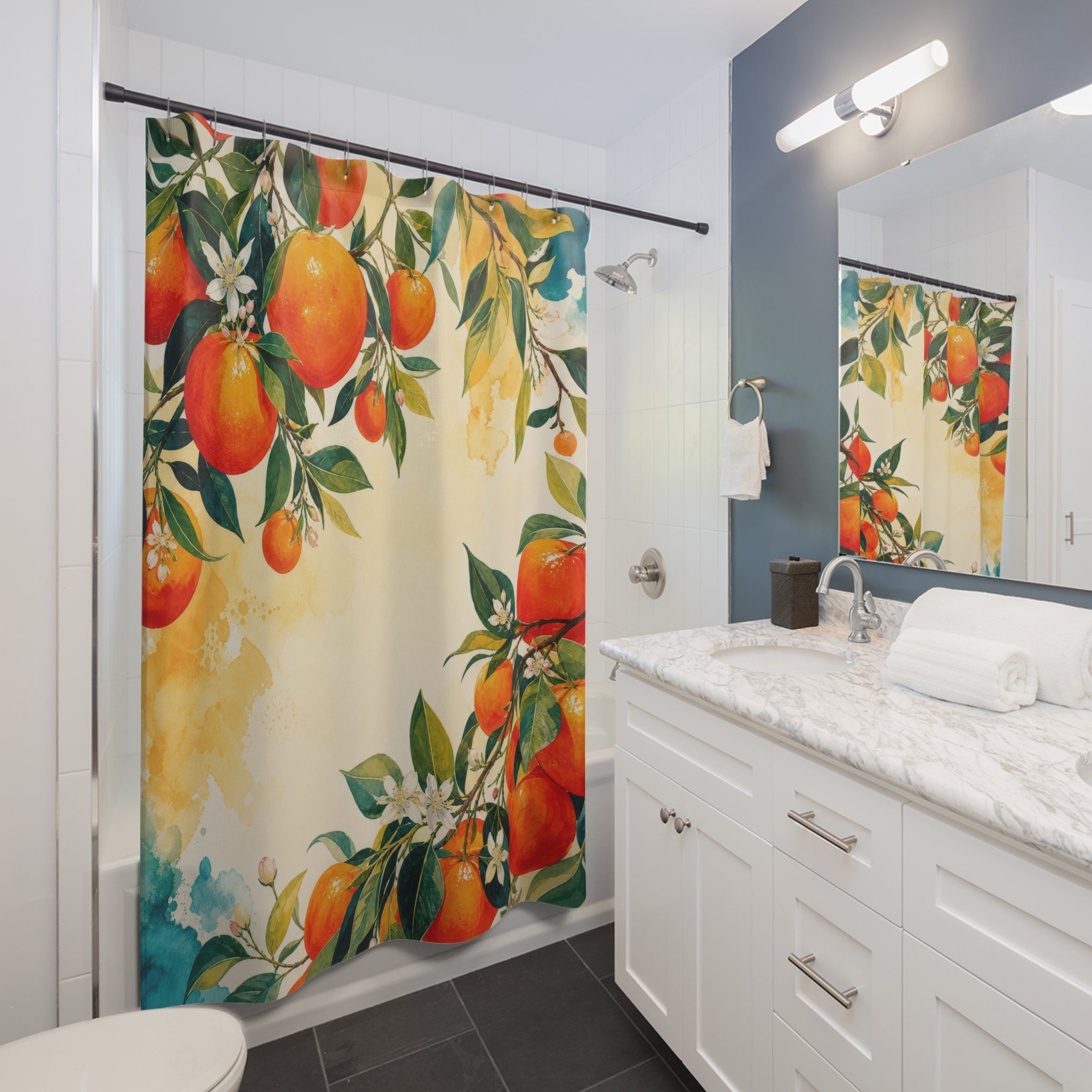 Citrus Canopy Orange Shower Curtain