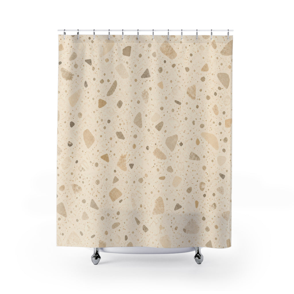 Neutral Terrazzo Stone Shower Curtain