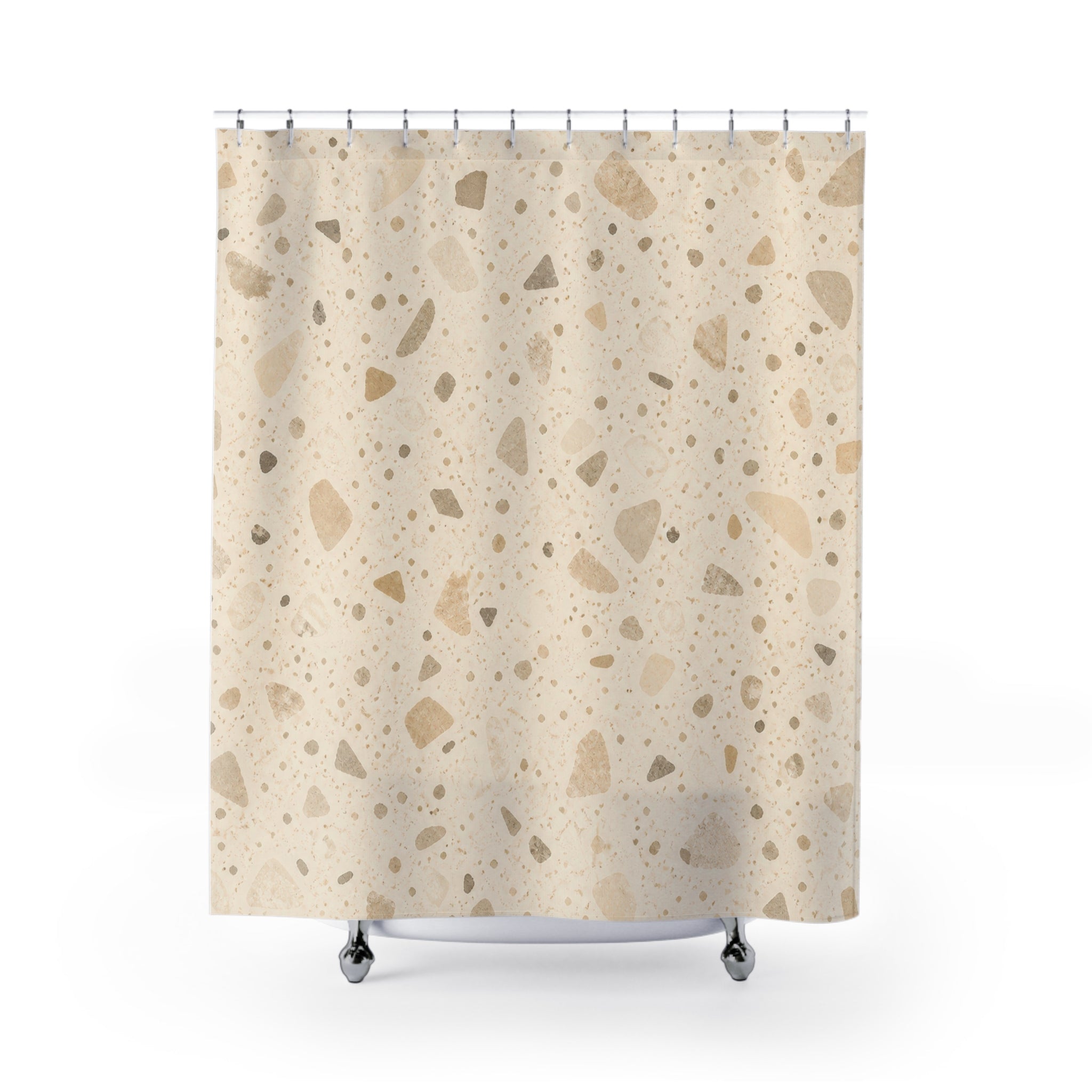 Neutral Terrazzo Stone Shower Curtain