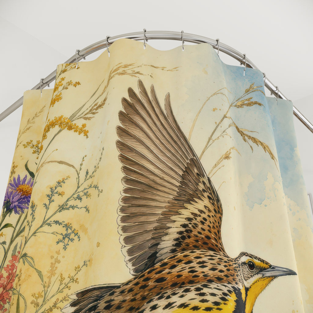Meadowlark Wildflower Flight Shower Curtain