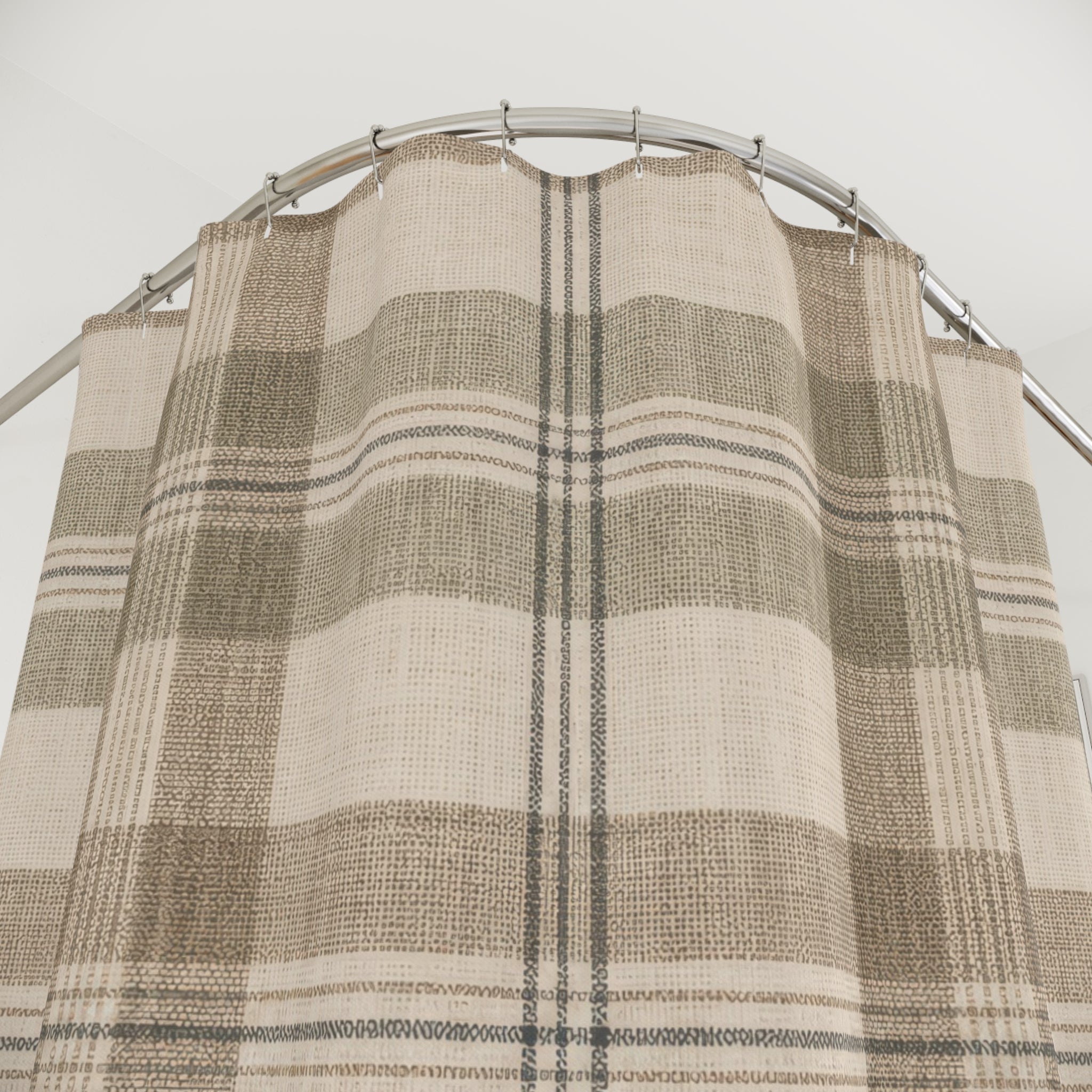 Mushroom Sage Plaid Shower Curtain