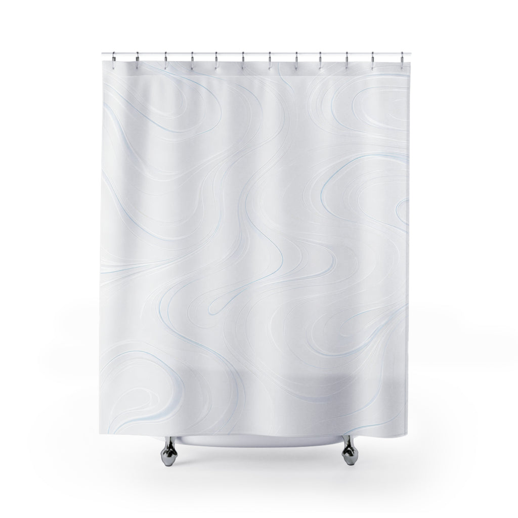 Modern White Shower Curtain, Abstract Marble Bath Decor, Faint Vein Pattern, Minimal Guest Bathroom Decor, Soft Neutral Style Decor