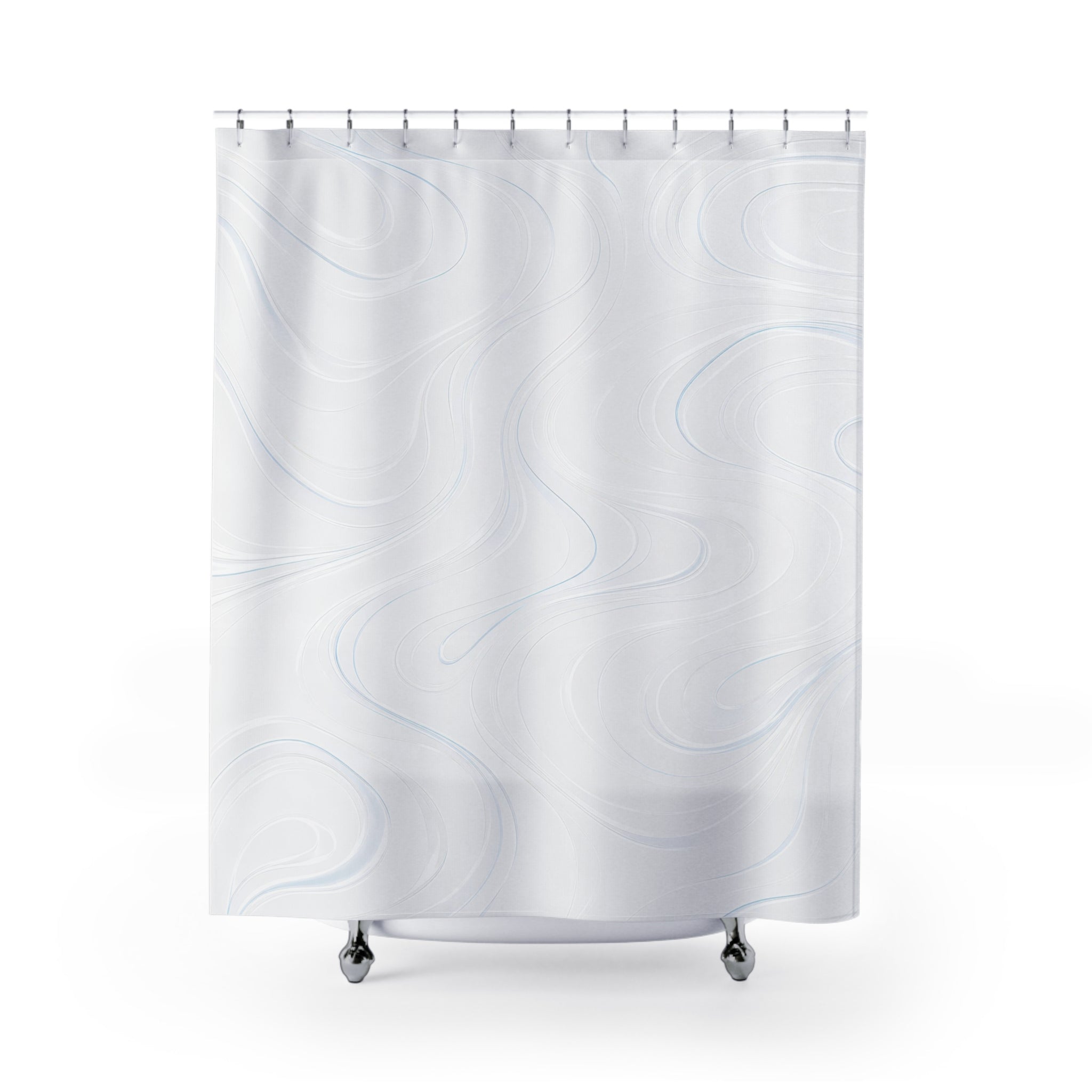 Modern White Shower Curtain, Abstract Marble Bath Decor, Faint Vein Pattern, Minimal Guest Bathroom Decor, Soft Neutral Style Decor