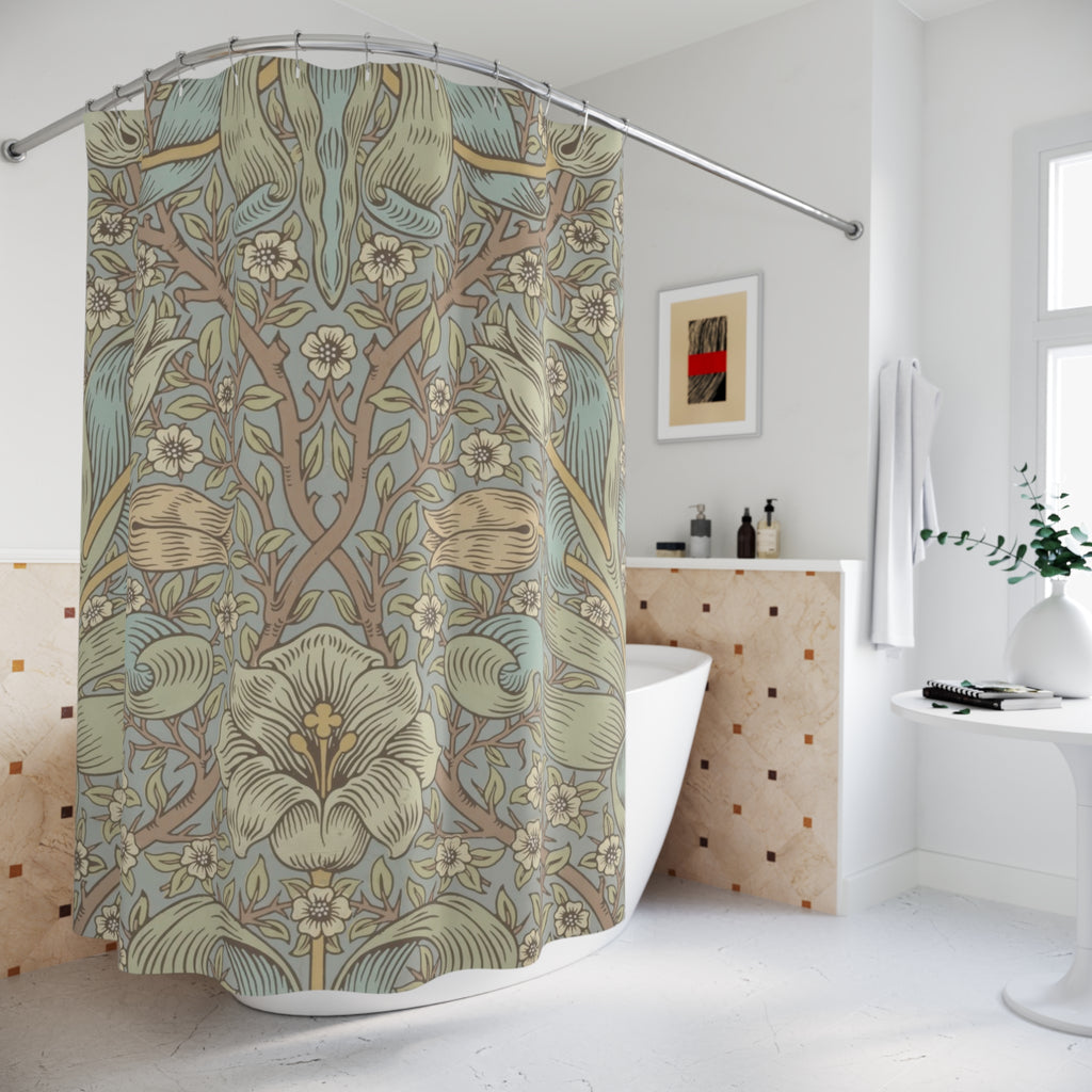 Morris Spring Thicket Shower Curtain – Teal Tulip Sage