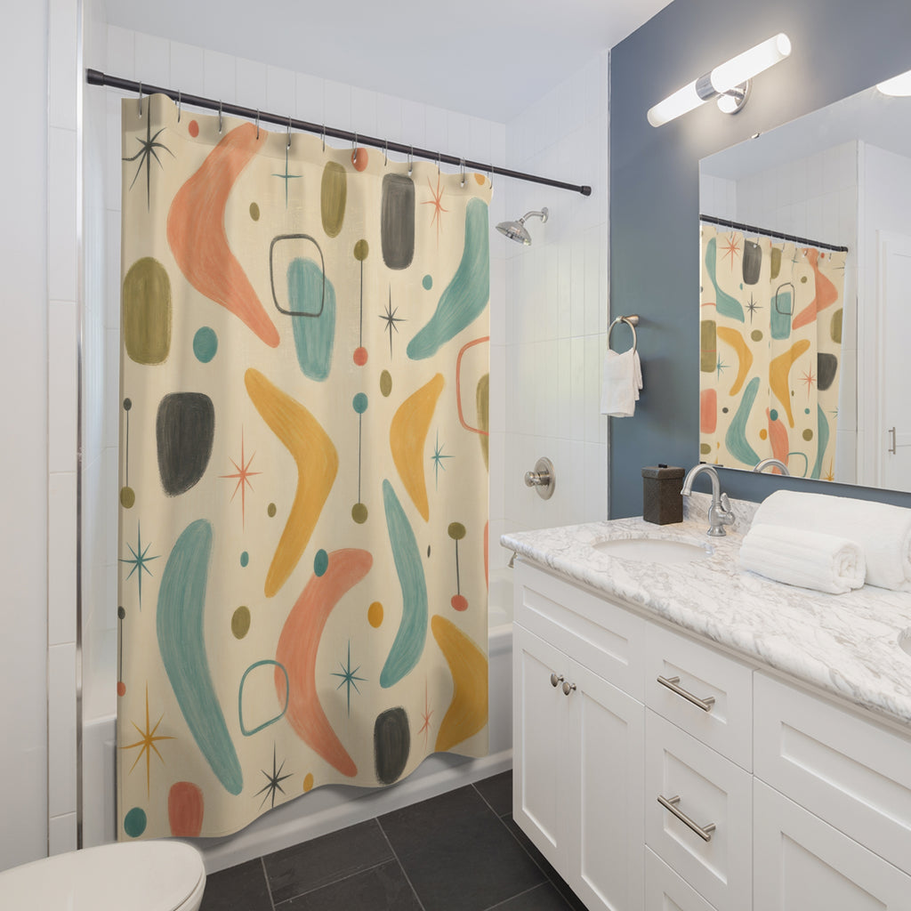 Retro Atomic Mid Century Shower Curtain: Retro Atomic Shower C