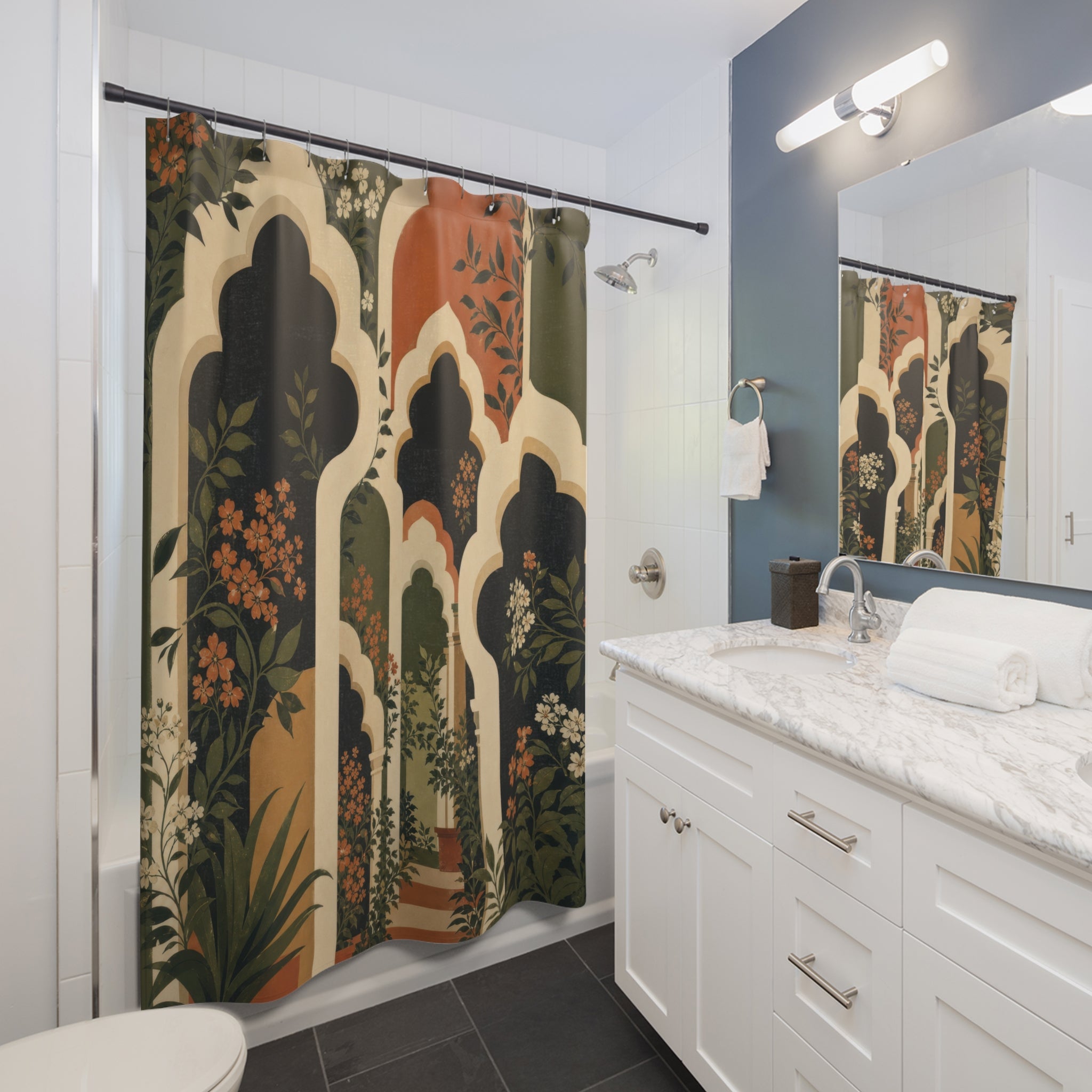 Botanical Garden Arch Scalloped Shower Curtain
