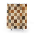 Brown Beige Watercolor Checkerboard Shower Curtain