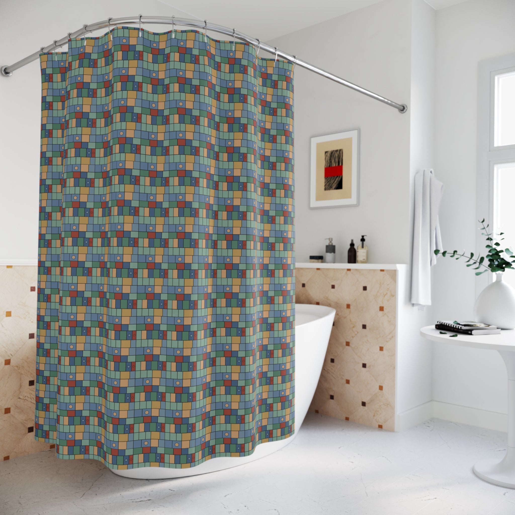 Tiffany Stained Glass Shower Curtain – Multicolor Mosaic