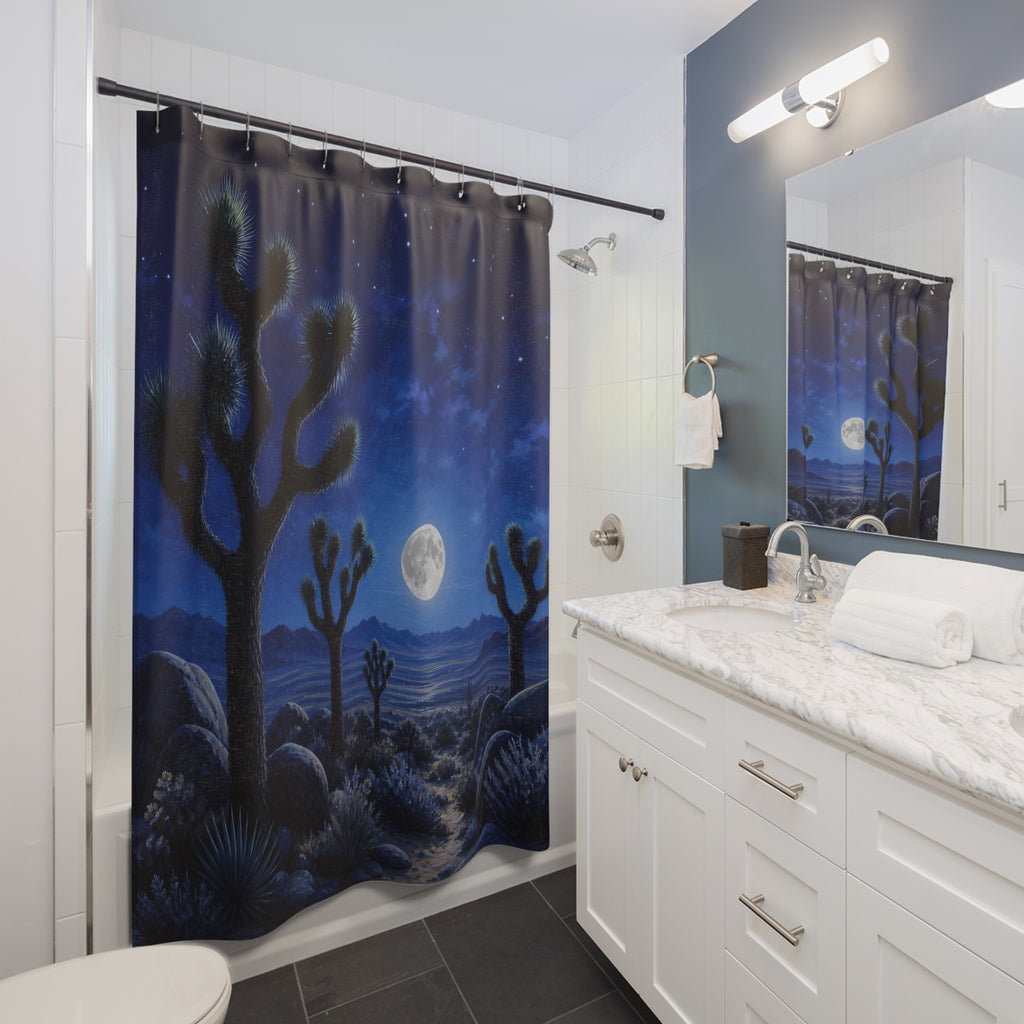 Moonlit Cobalt Joshua Tree Shower Curtain