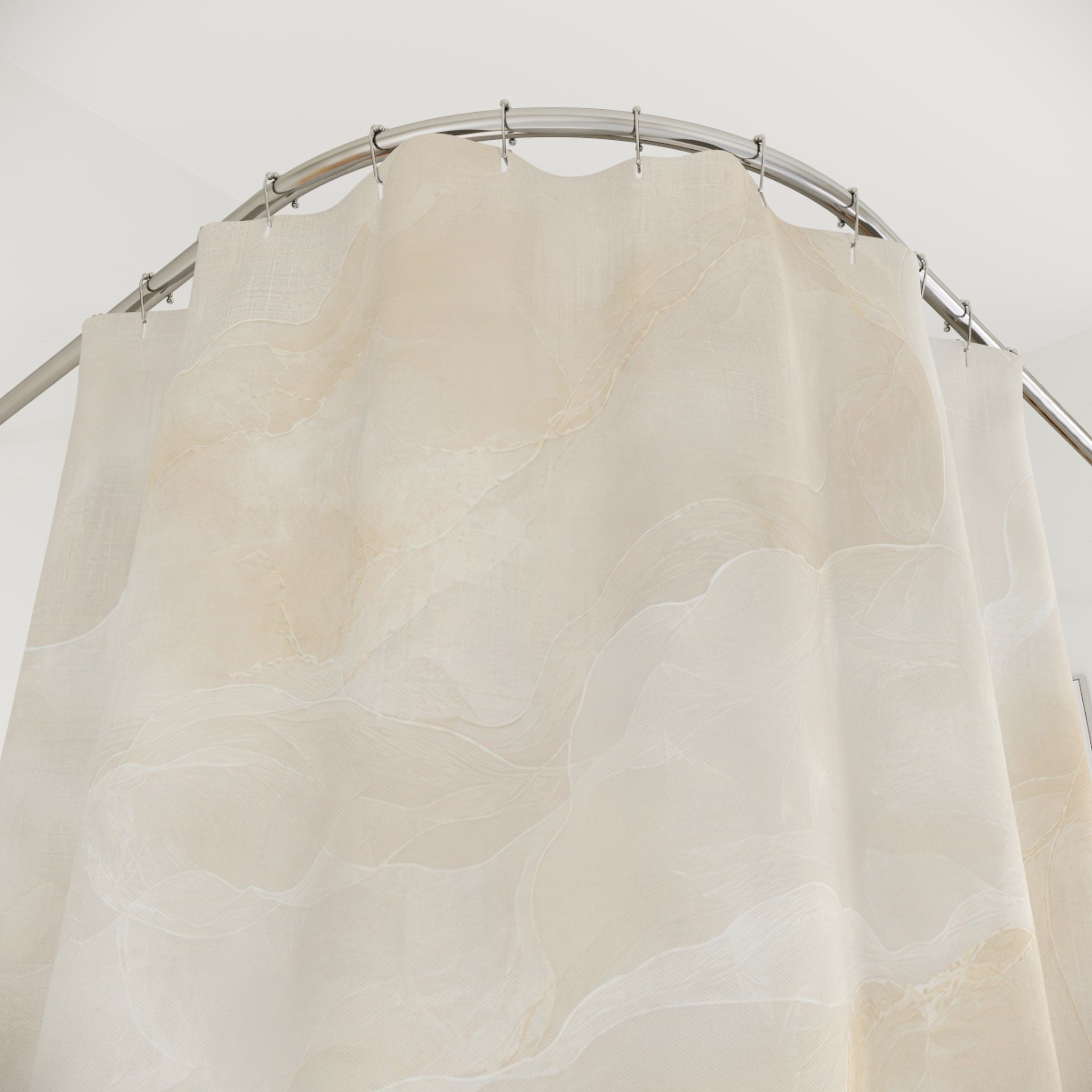 Abstract Shower Curtain, Cream Beige Bath Decor, Cloudy Neutral Pattern, Elegant Modern Guest Bathroom Decor, Soft Modern Neutral Style
