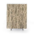 Cream Wildflower Stem Vintage Botanical Shower Curtain