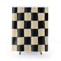 Black Cream Checkerboard Shower Curtain