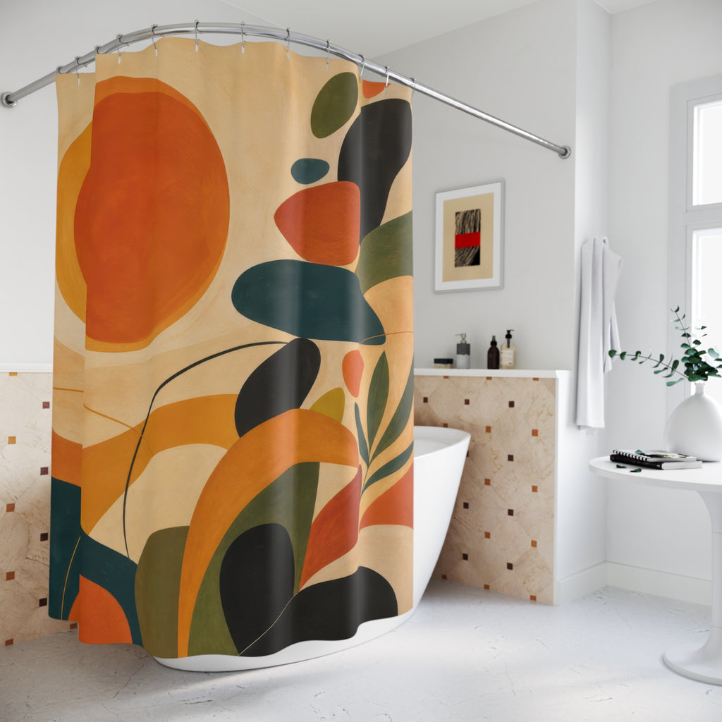 Solar Biomorph Mid Century Shower Curtain