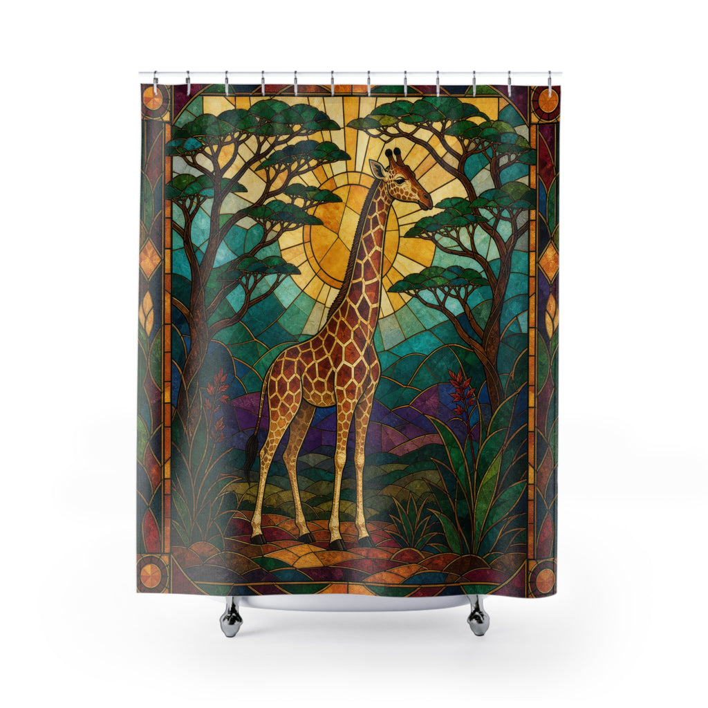 Stained Glass Giraffe Shower Curtain