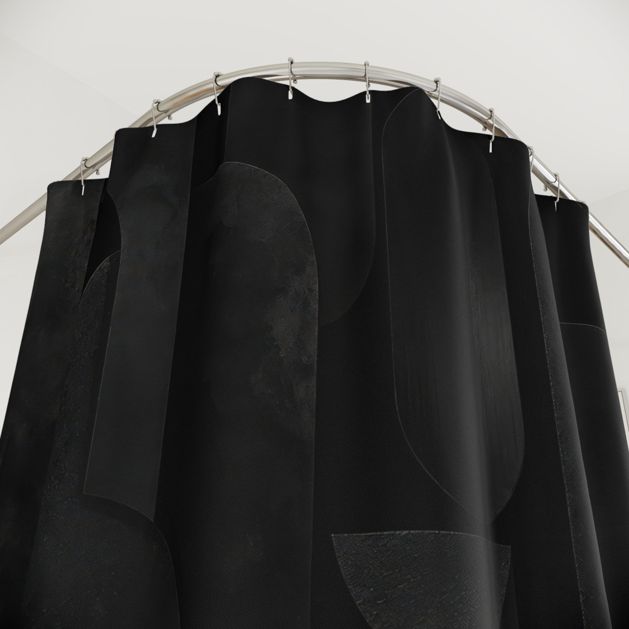 Black Modern Shower Curtain, Geometric Bath Decor, Arched Block Pattern, Dark Guest Bathroom Decor, Architectural Style, Dark Modern Style