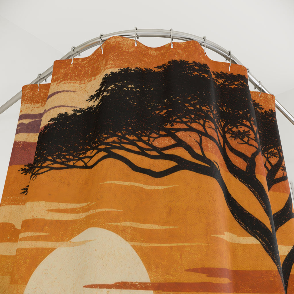 Savanna Sunset Animal Silhouette Shower Curtain