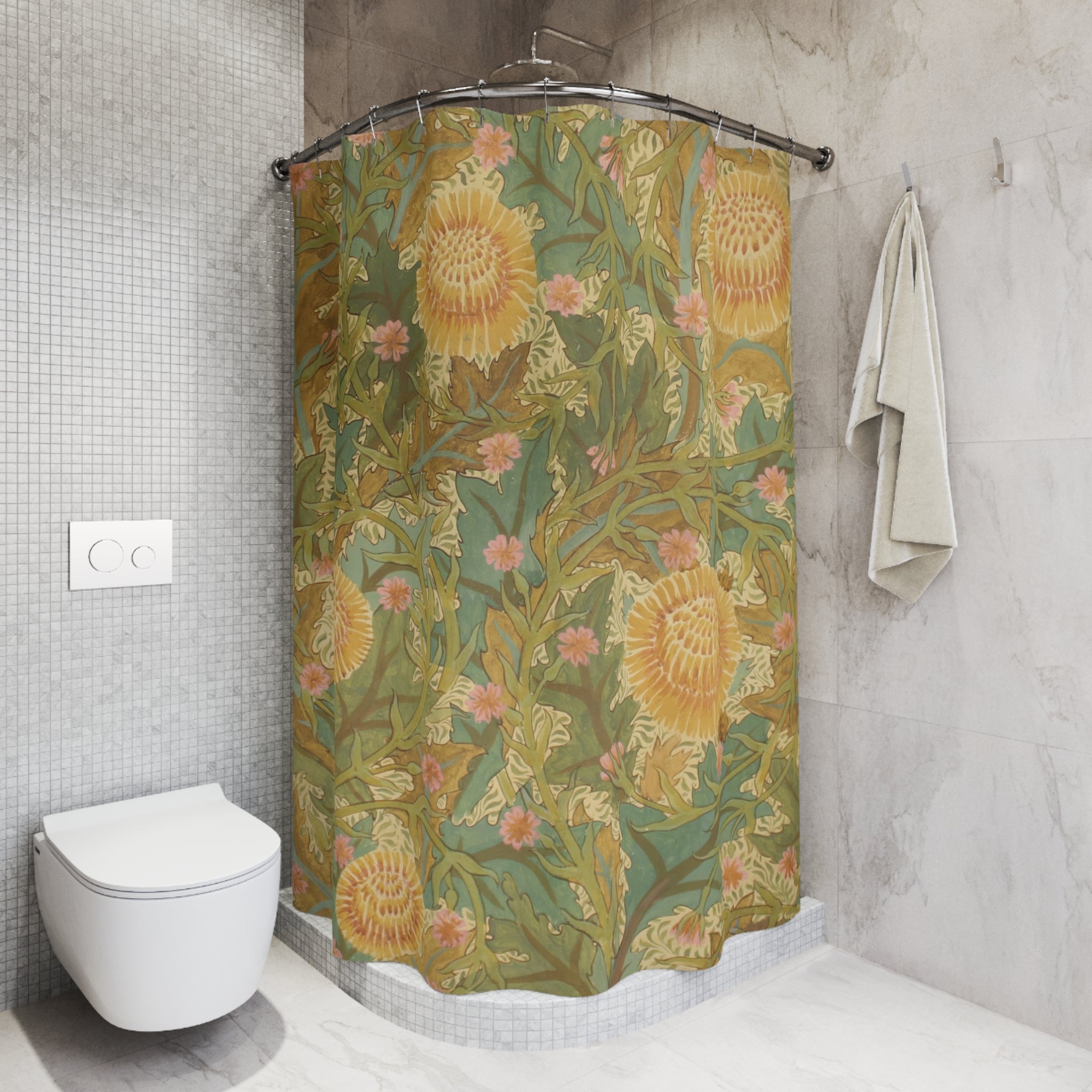 Art Nouveau Chrysanthemum Shower Curtain