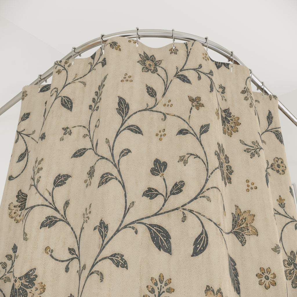 Vintage Farmhouse Blue Botanical Shower Curtain