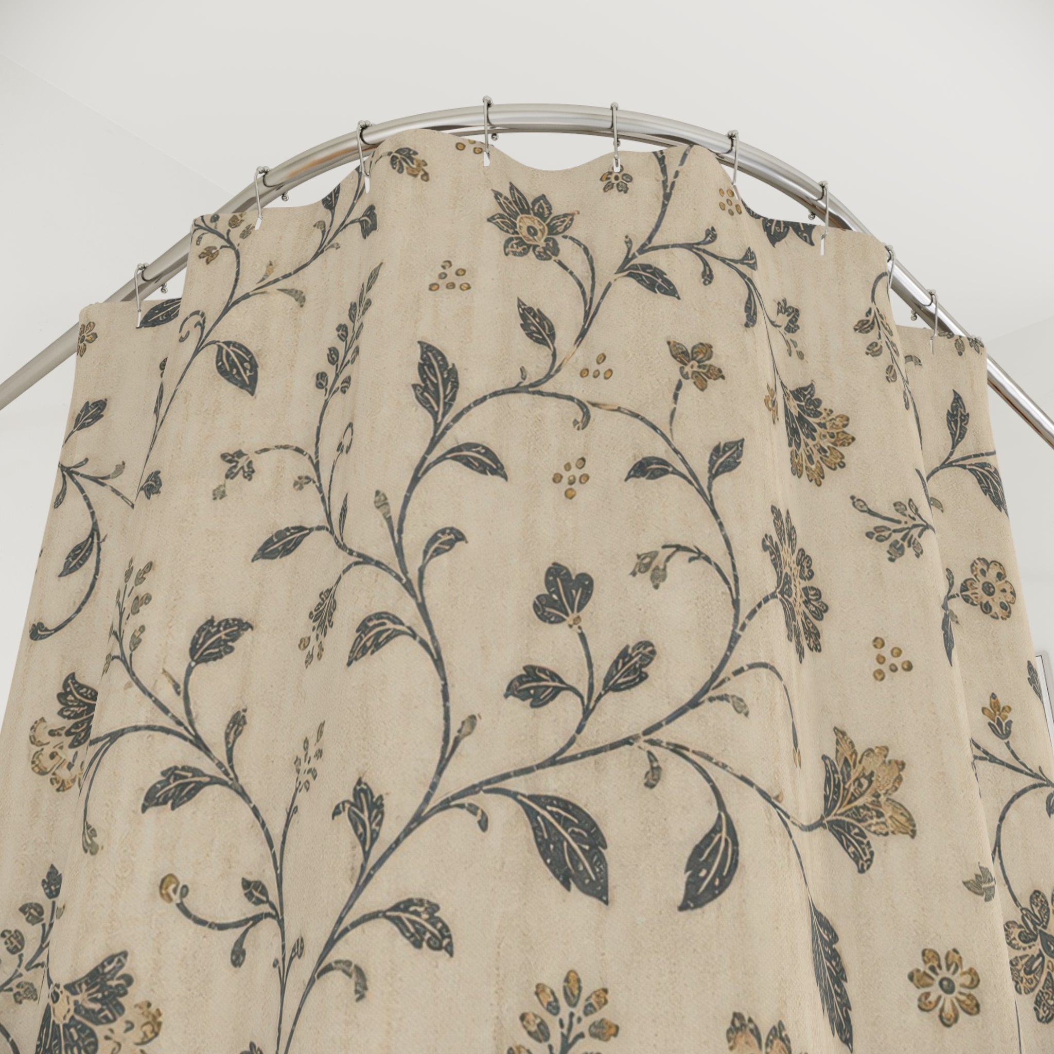 Vintage Farmhouse Blue Botanical Shower Curtain