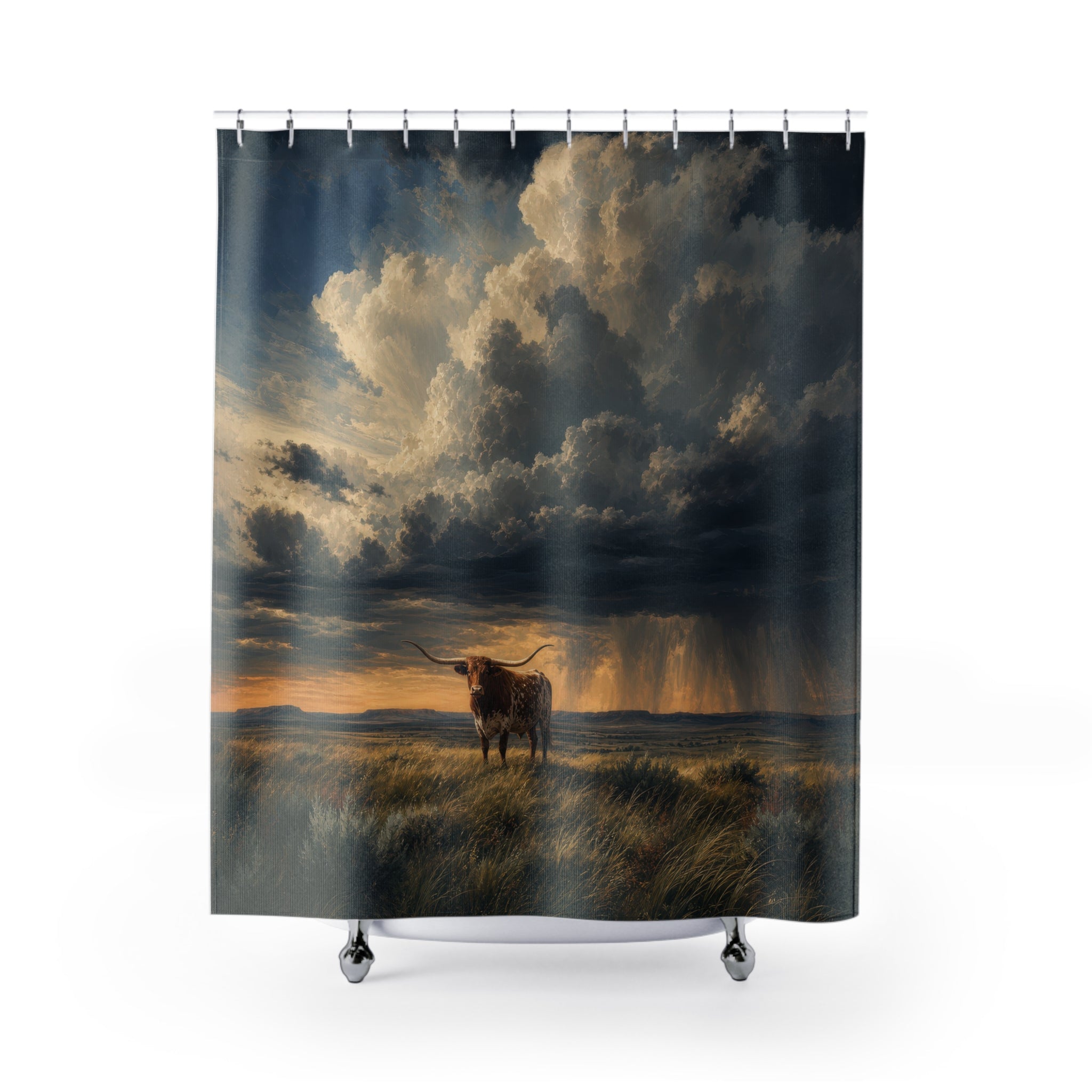 Thunderhead Longhorn Prairie Western Shower Curtain
