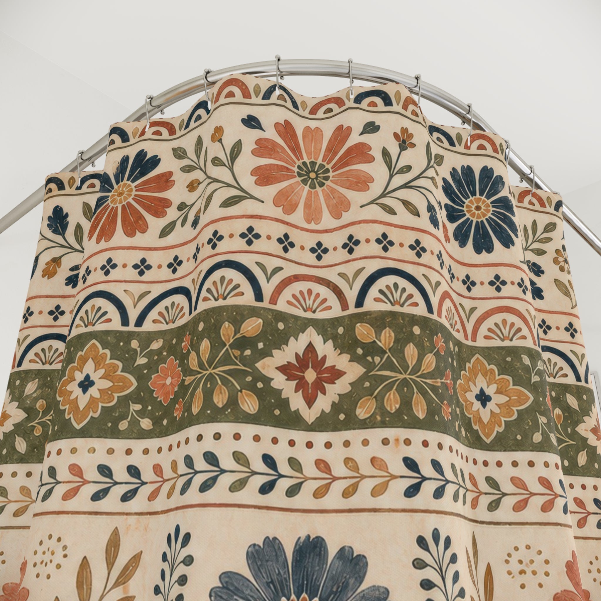 Southwestern Floral Stripe Shower Curtain