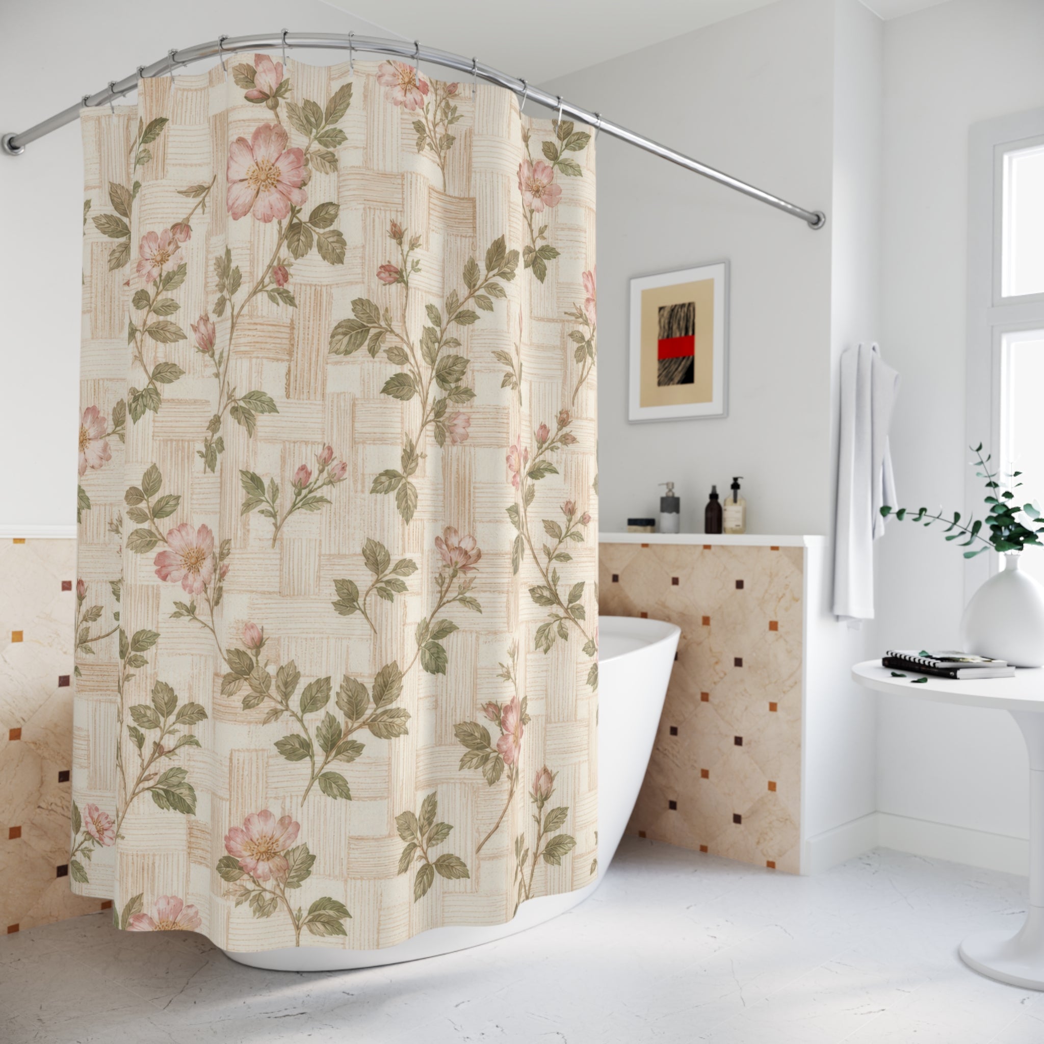 Rose Vine Lattice Shower Curtain