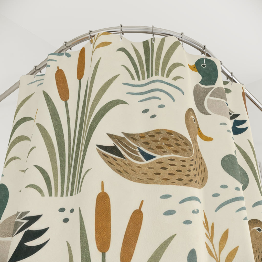 Retro Mallard Reed Shower Curtain