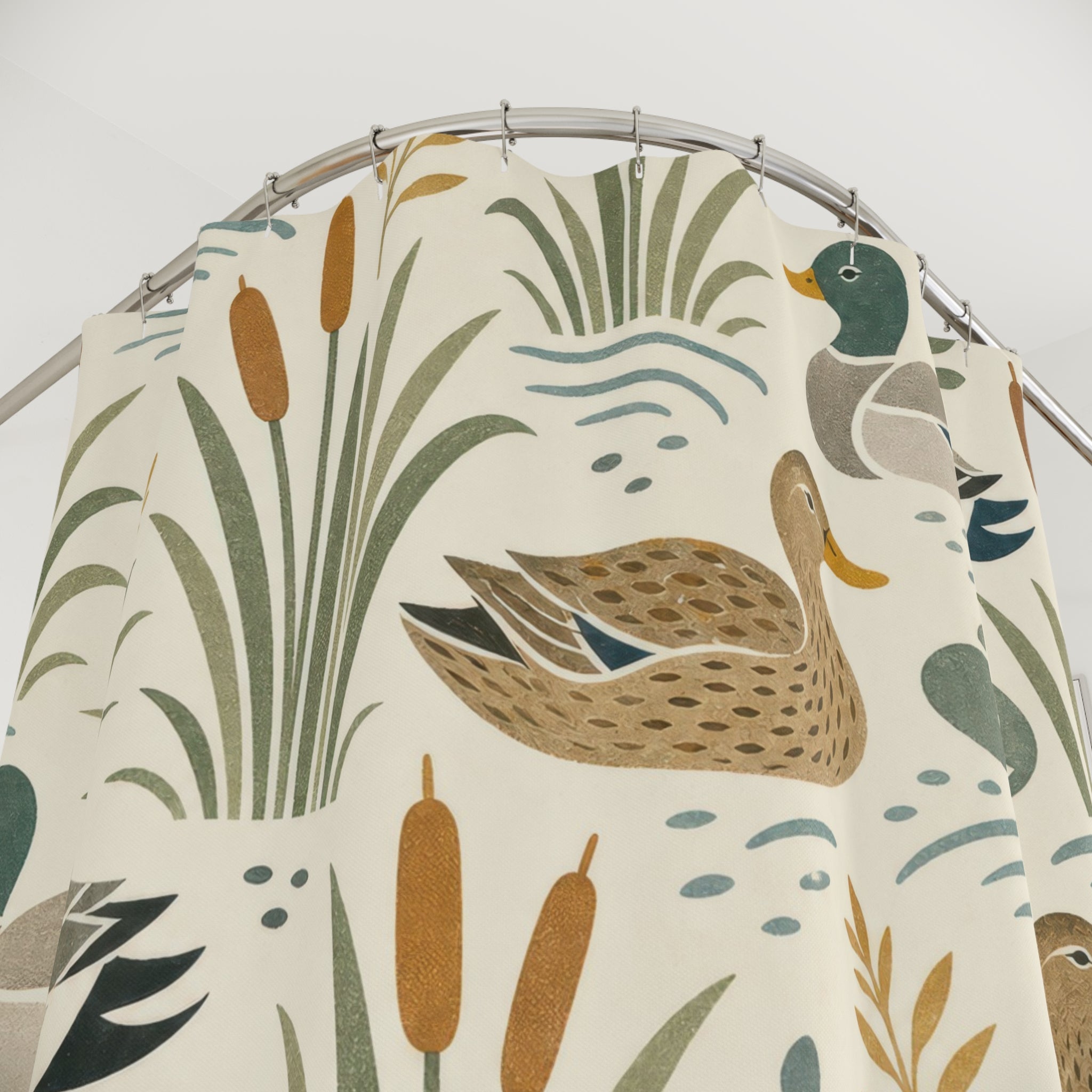 Retro Mallard Reed Shower Curtain
