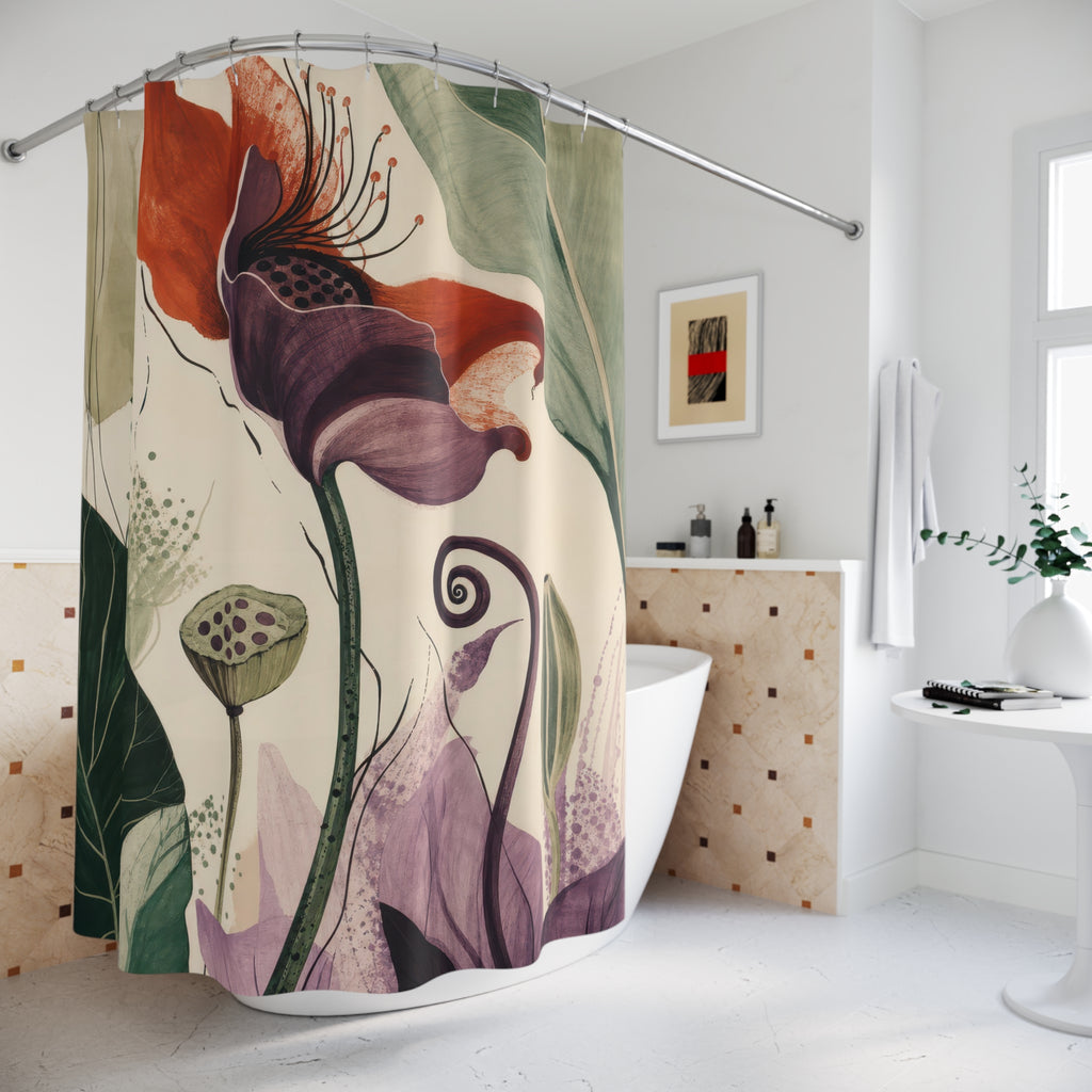 Editorial Botanical Designer Shower Curtain