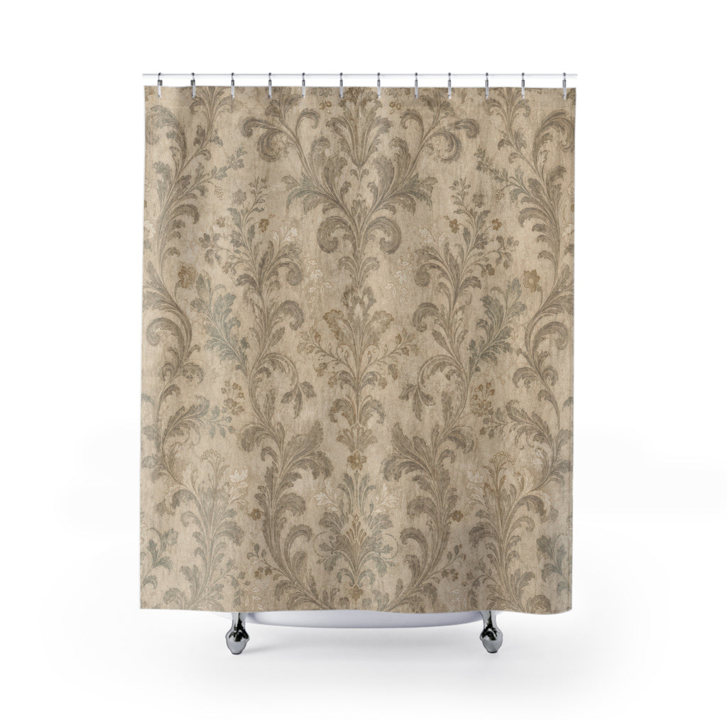 Gray Damask Shower Curtain