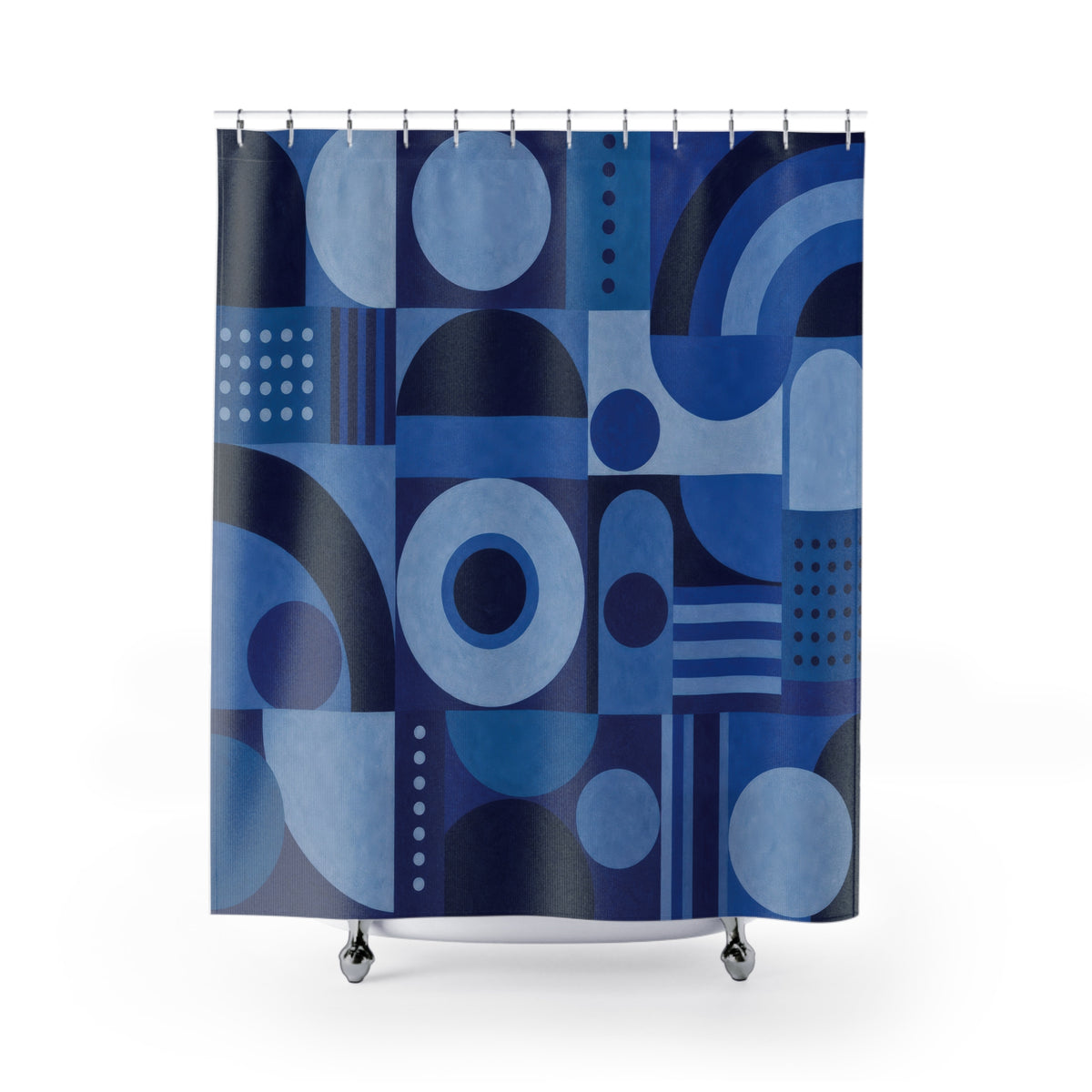 Navy Geometric Shower Curtain