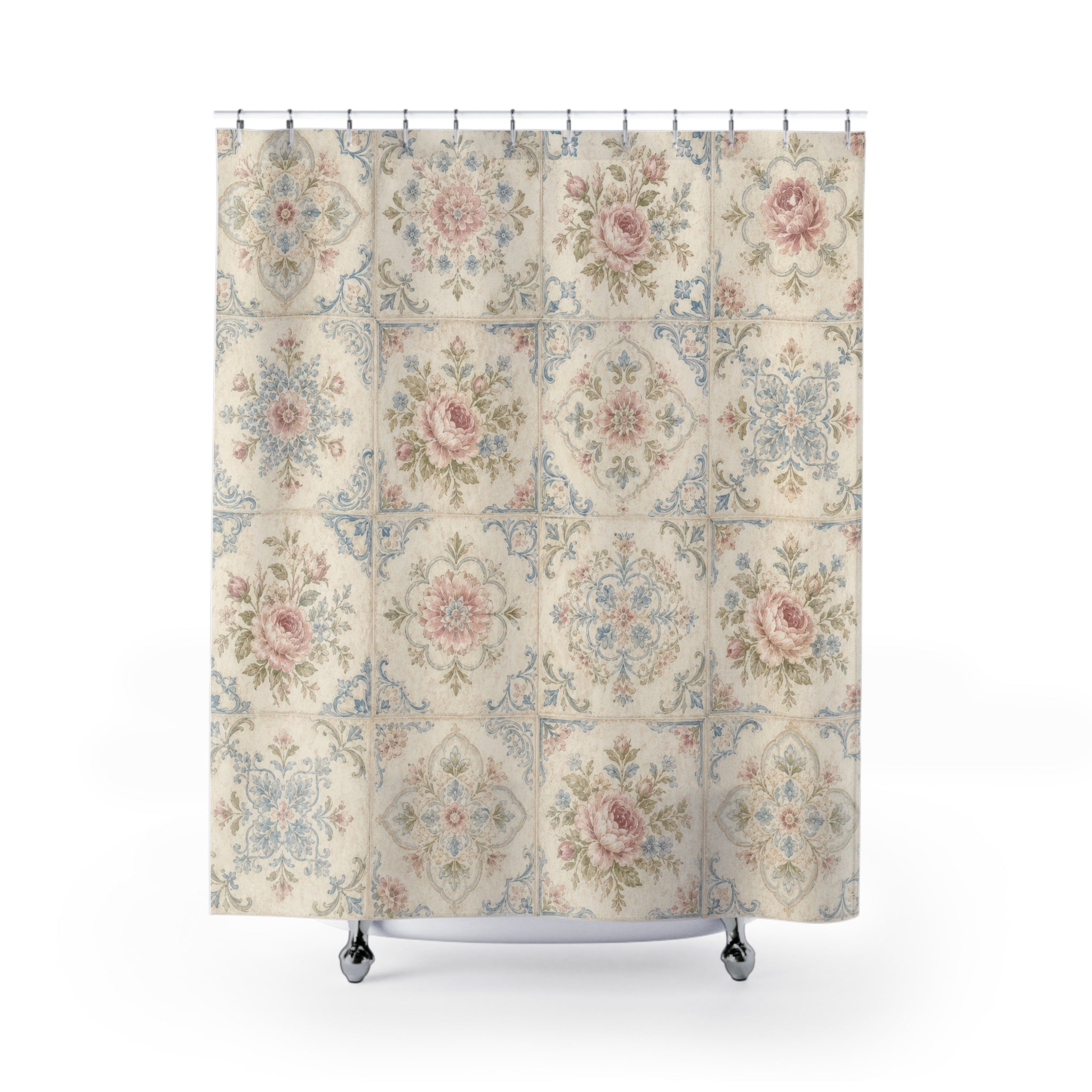 Shabby Chic Pink Rose Patchwork Shower Curtain
