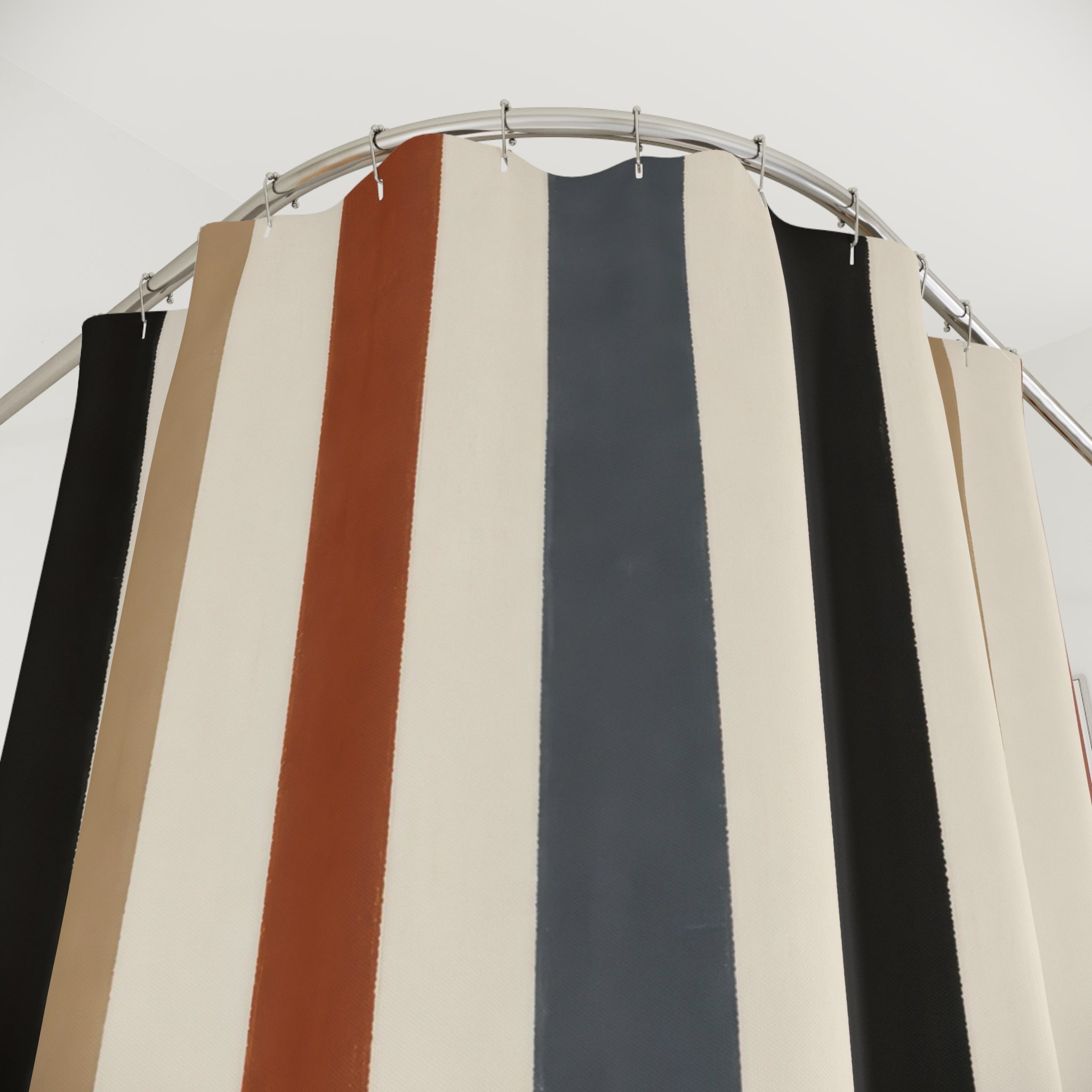 Rust Tan Cabana Stripe Shower Curtain
