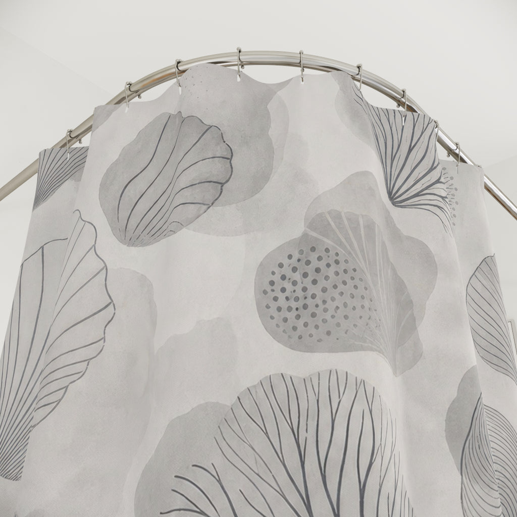 Grey Coastal Seashell Shower Curtain