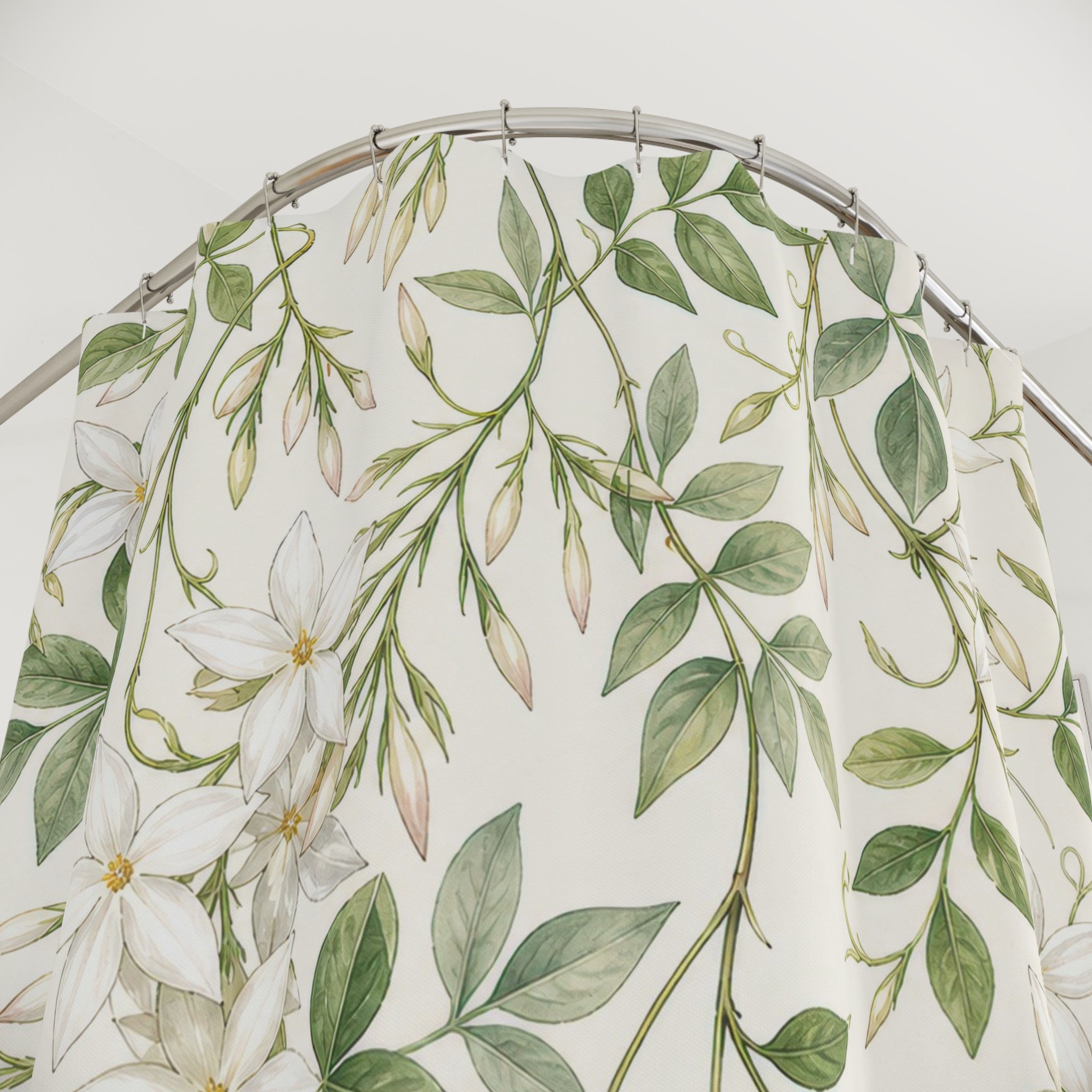 White Jasmine Flower Vine Shower Curtain