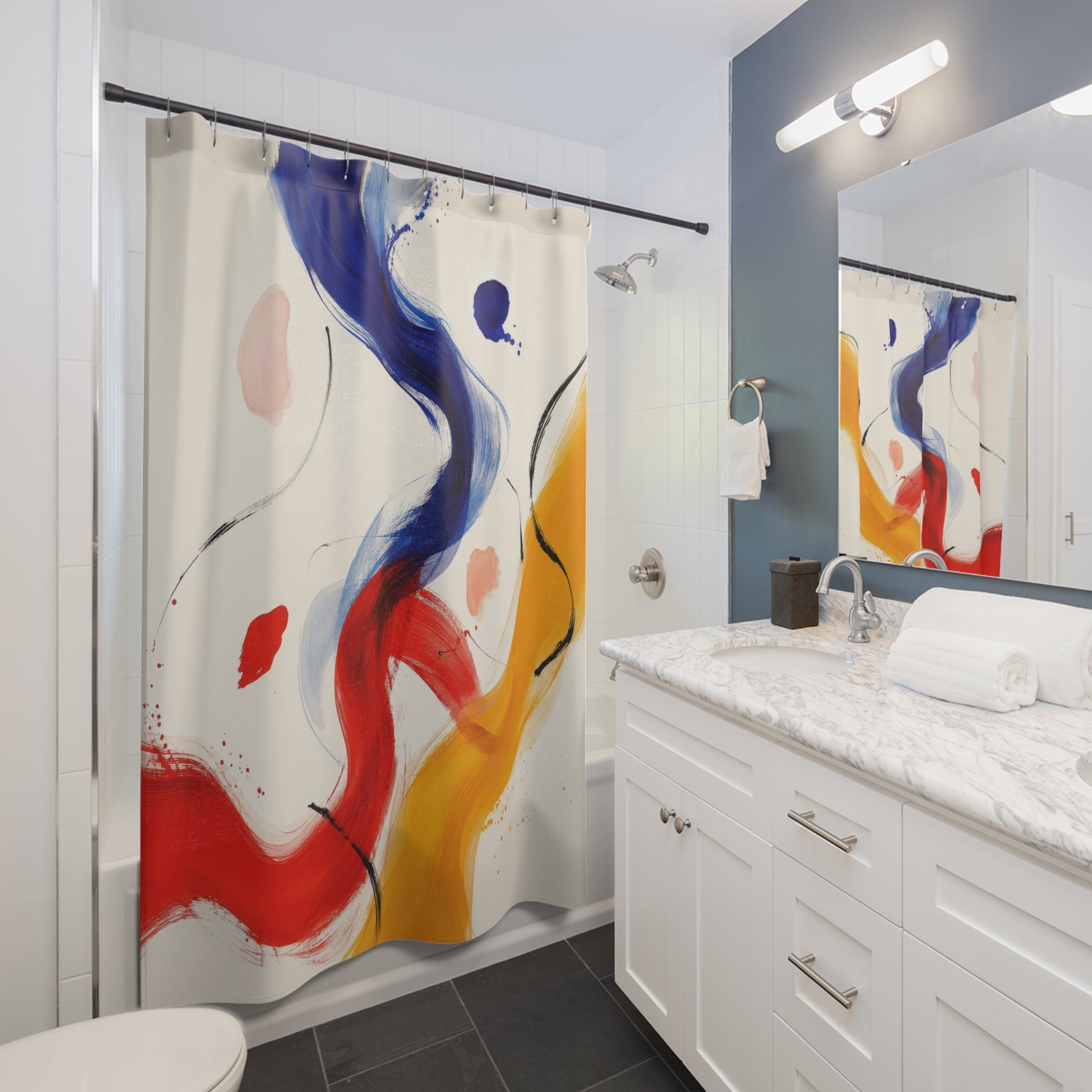 Chromatic Ribbon Designer Shower Curtain