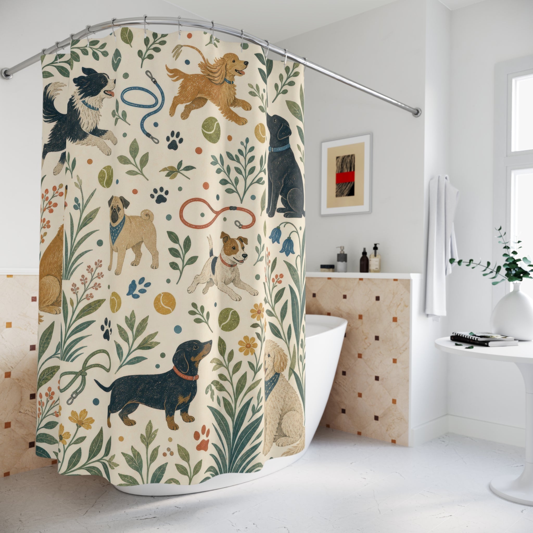 Pet Bathroom Decor Shower Curtain