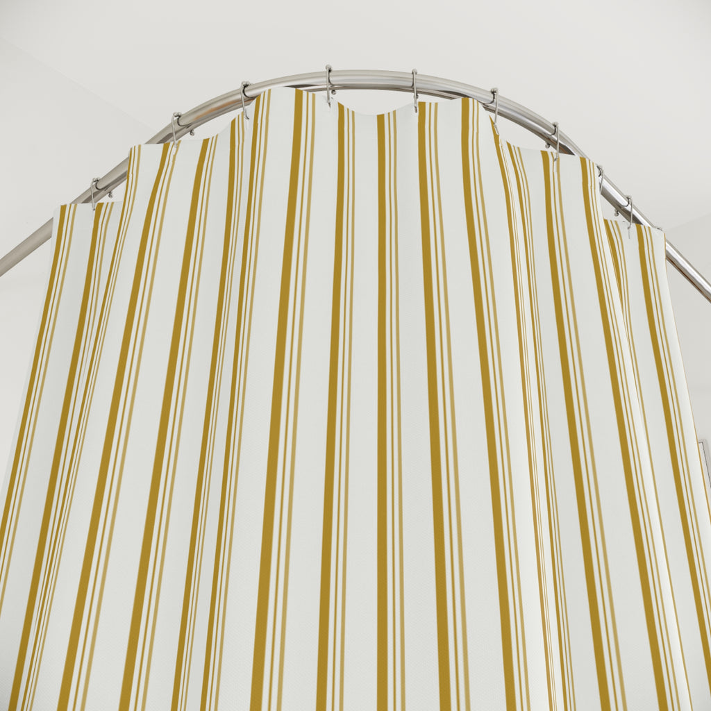 Mustard and White Striped Shower Curtain