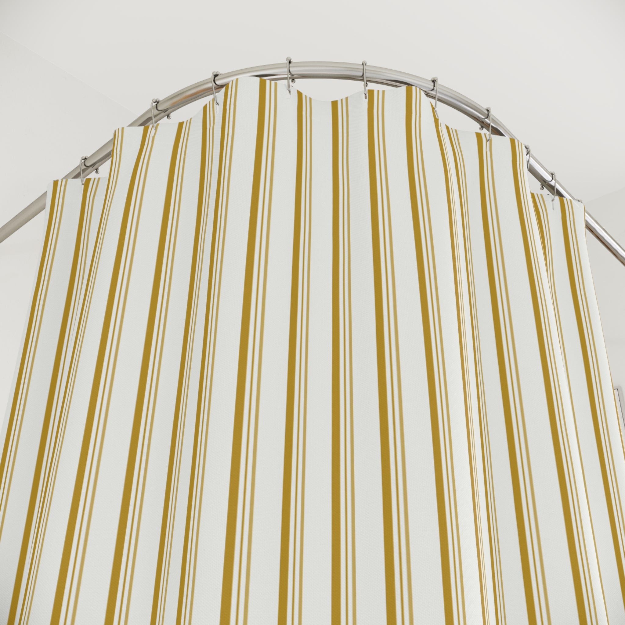 Mustard and White Striped Shower Curtain