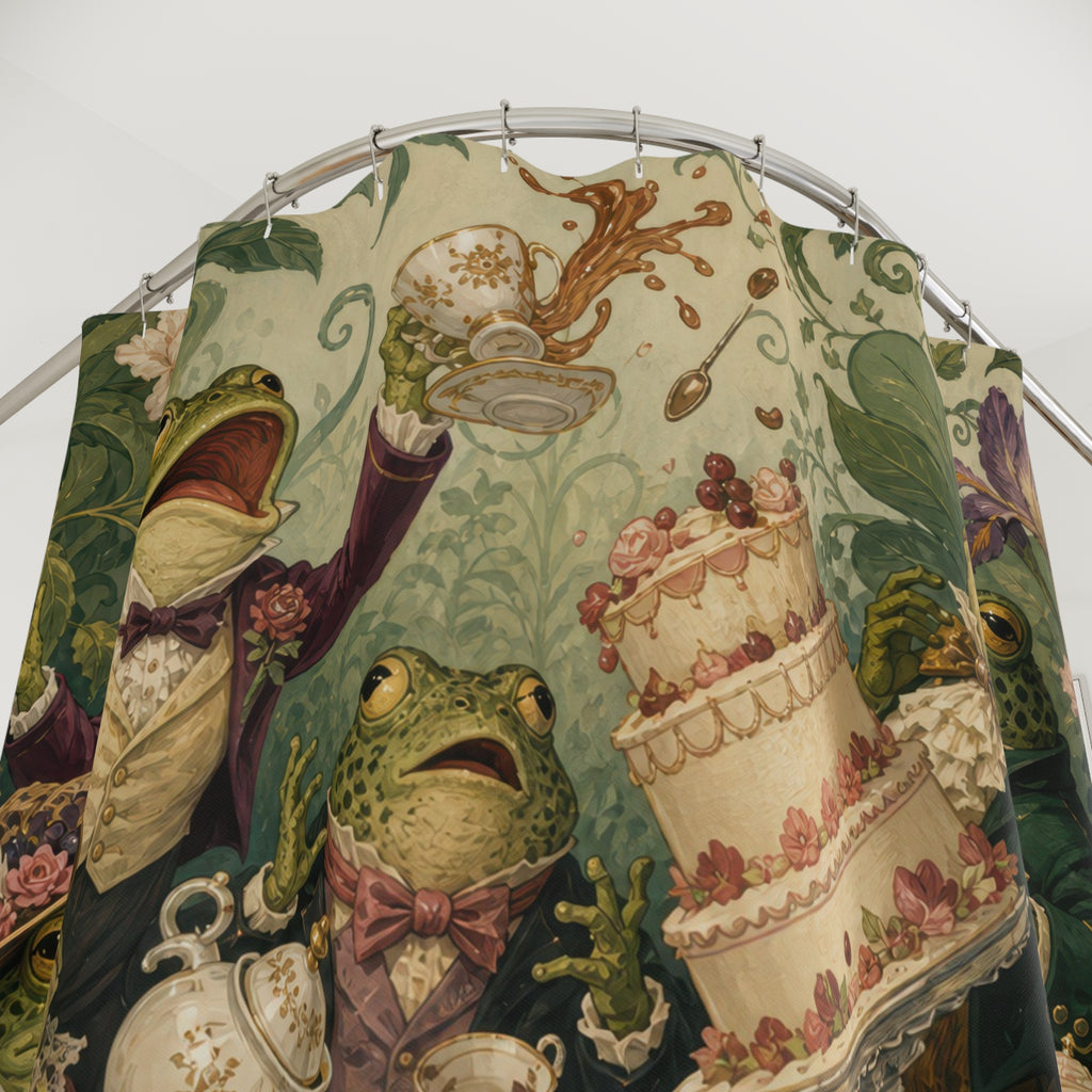 Funny Frog Garden Tea Party Shower Curtain