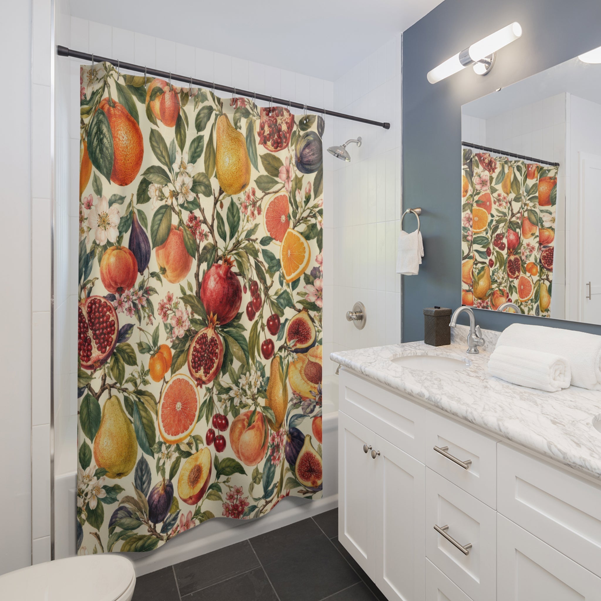 Fruit Shower Curtain: Citrus Pomegranate Botanical